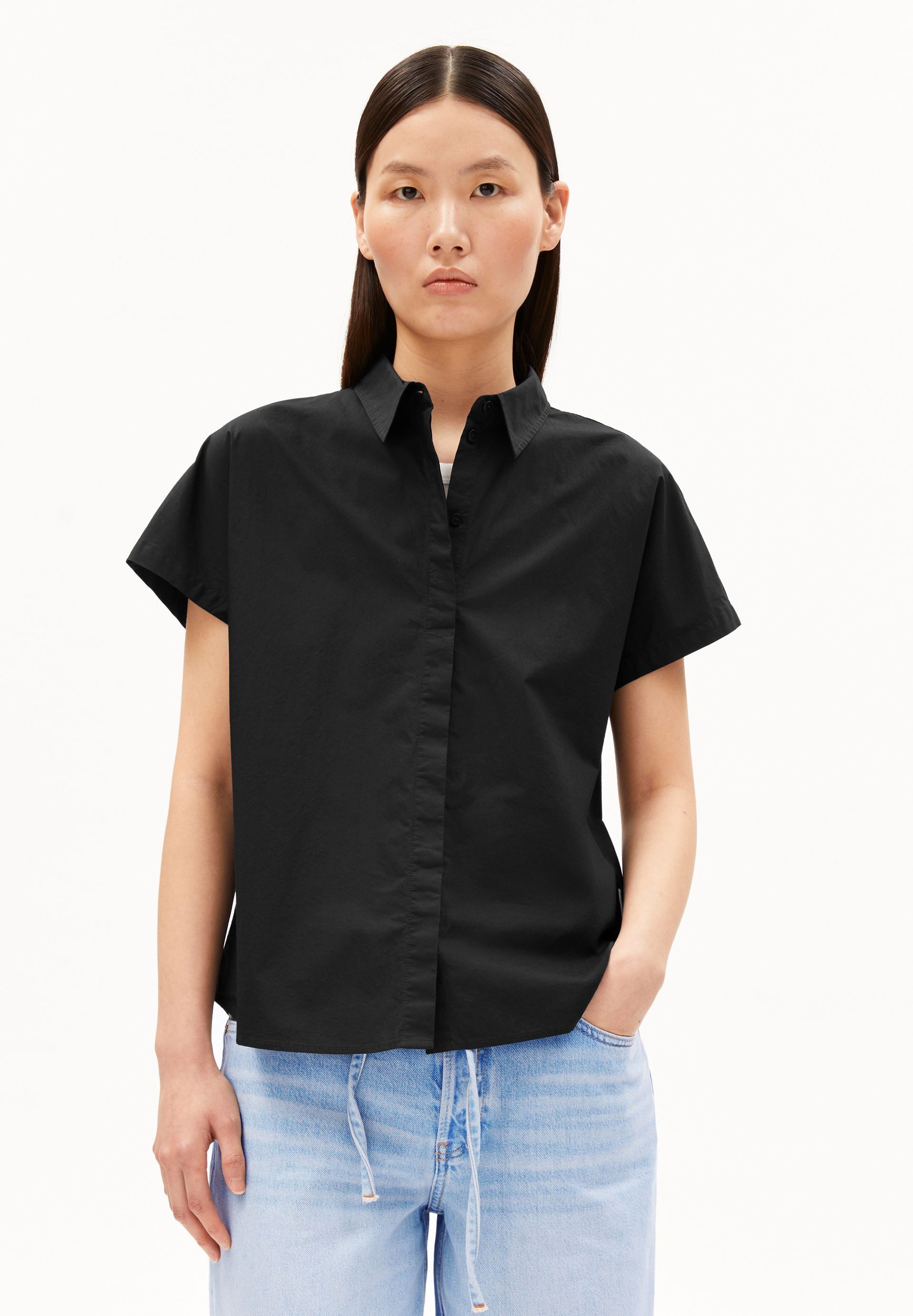 Armedangels Kurzarmbluse LARISAANA Bluse aus 100% Bio-Baumwolle Relaxed Fit