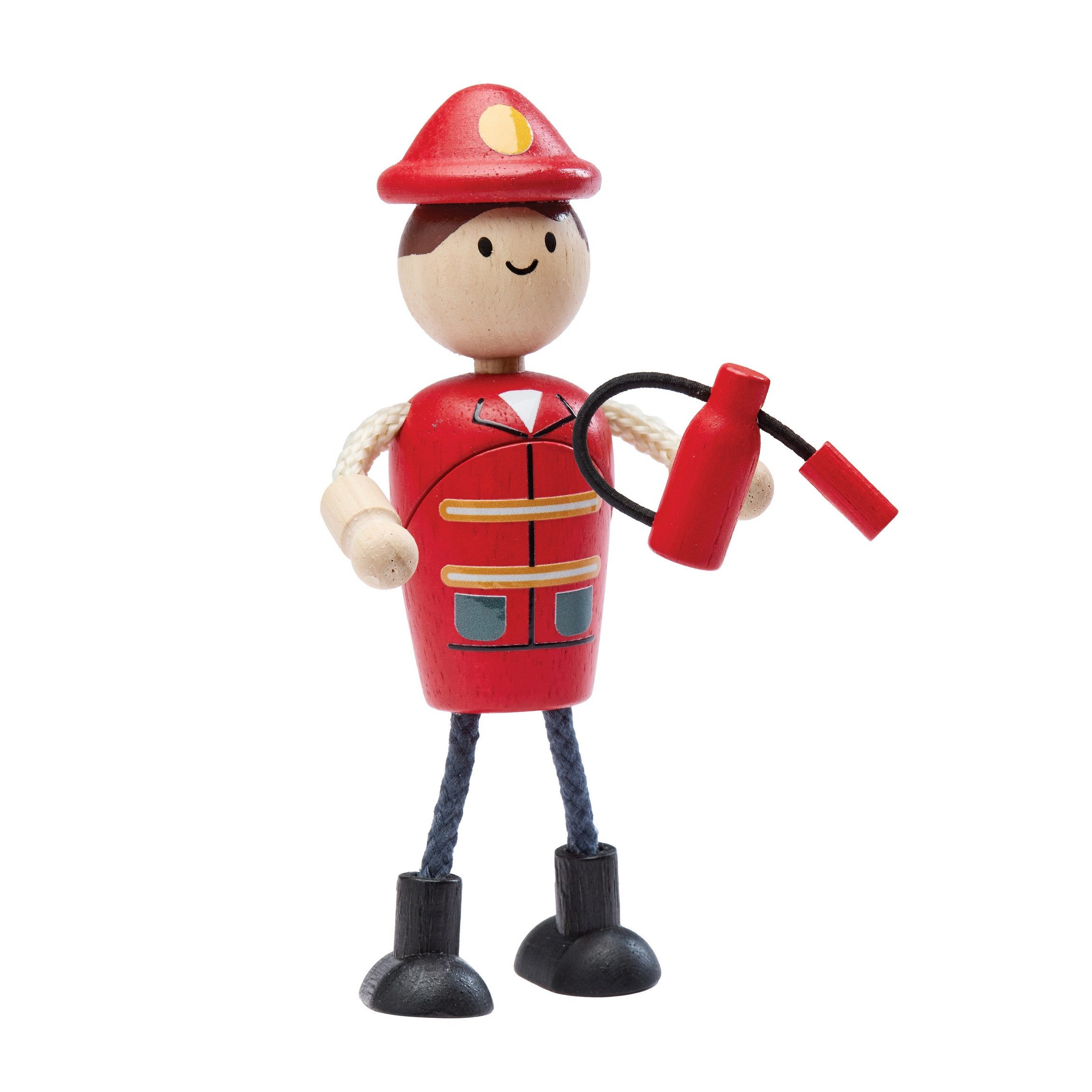 Plantoys Biegepuppe PlanToys- Feuerwehr-Puppe Biegepuppe Puppenhaus 18,8x7,5x9,5 cm - 3y+