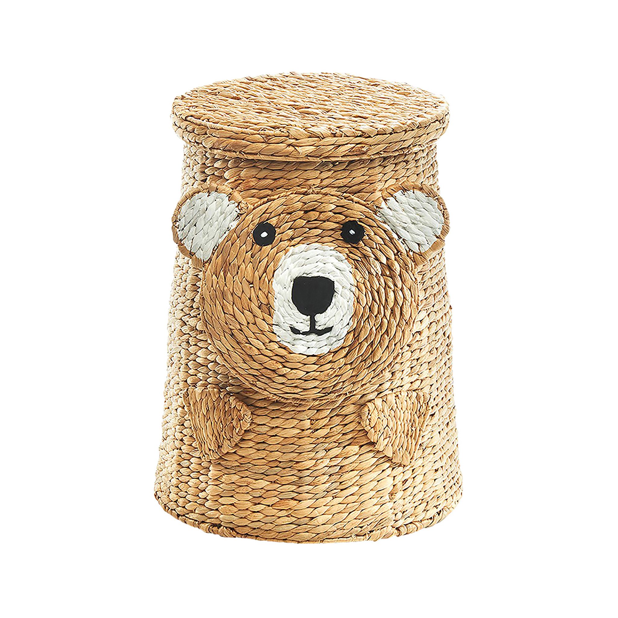 Kobolo Wäschekorb Aufbewahrungskorb BEAR mit Deckel - Wasserhyazinthe braun günstig online kaufen