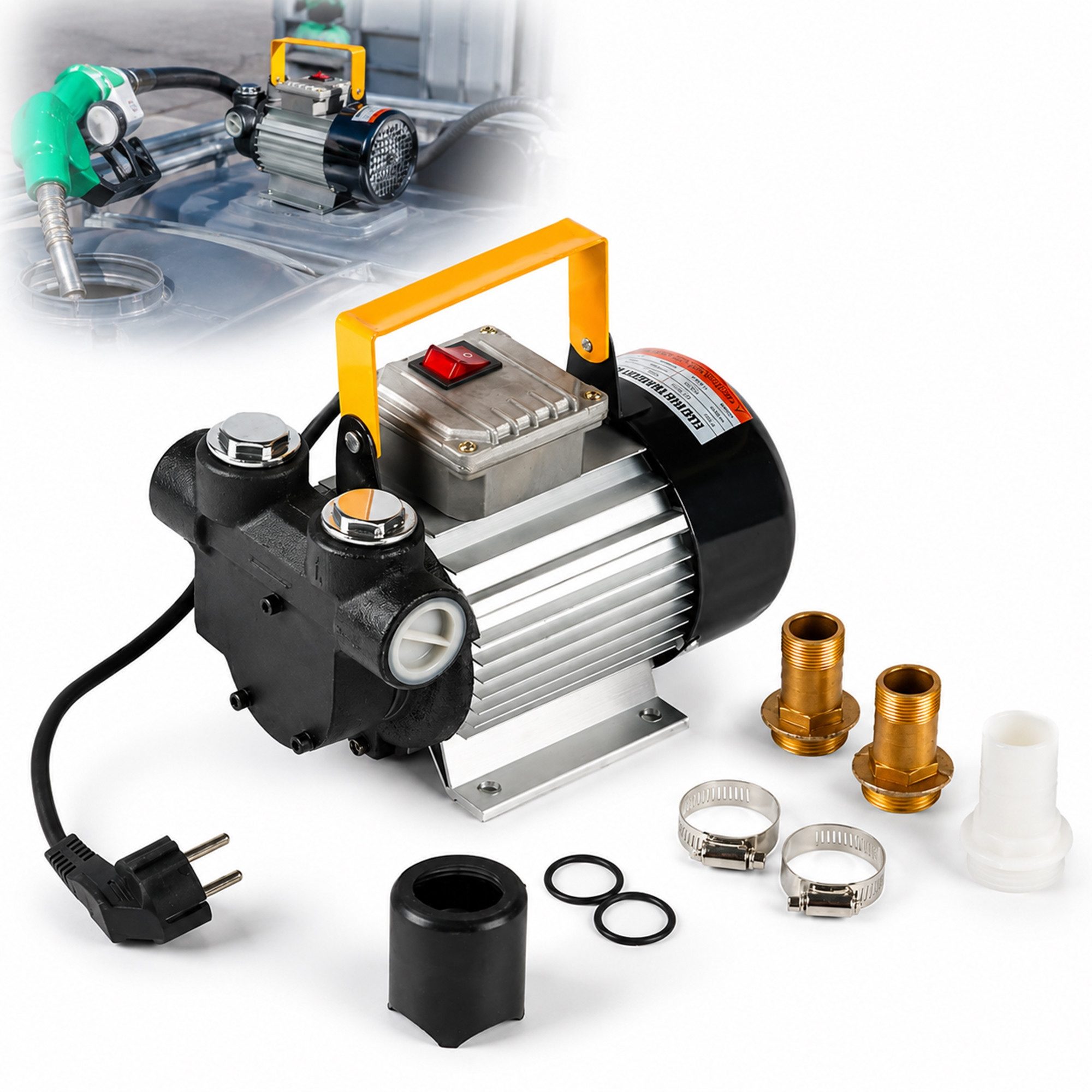 Mucola Ölabsaugpumpe 60L/min Heizölpumpe Dieselpumpe Selbstansaugend Ölabsaugpumpe 230V (Stück, 1-tlg), Selbstansaugend