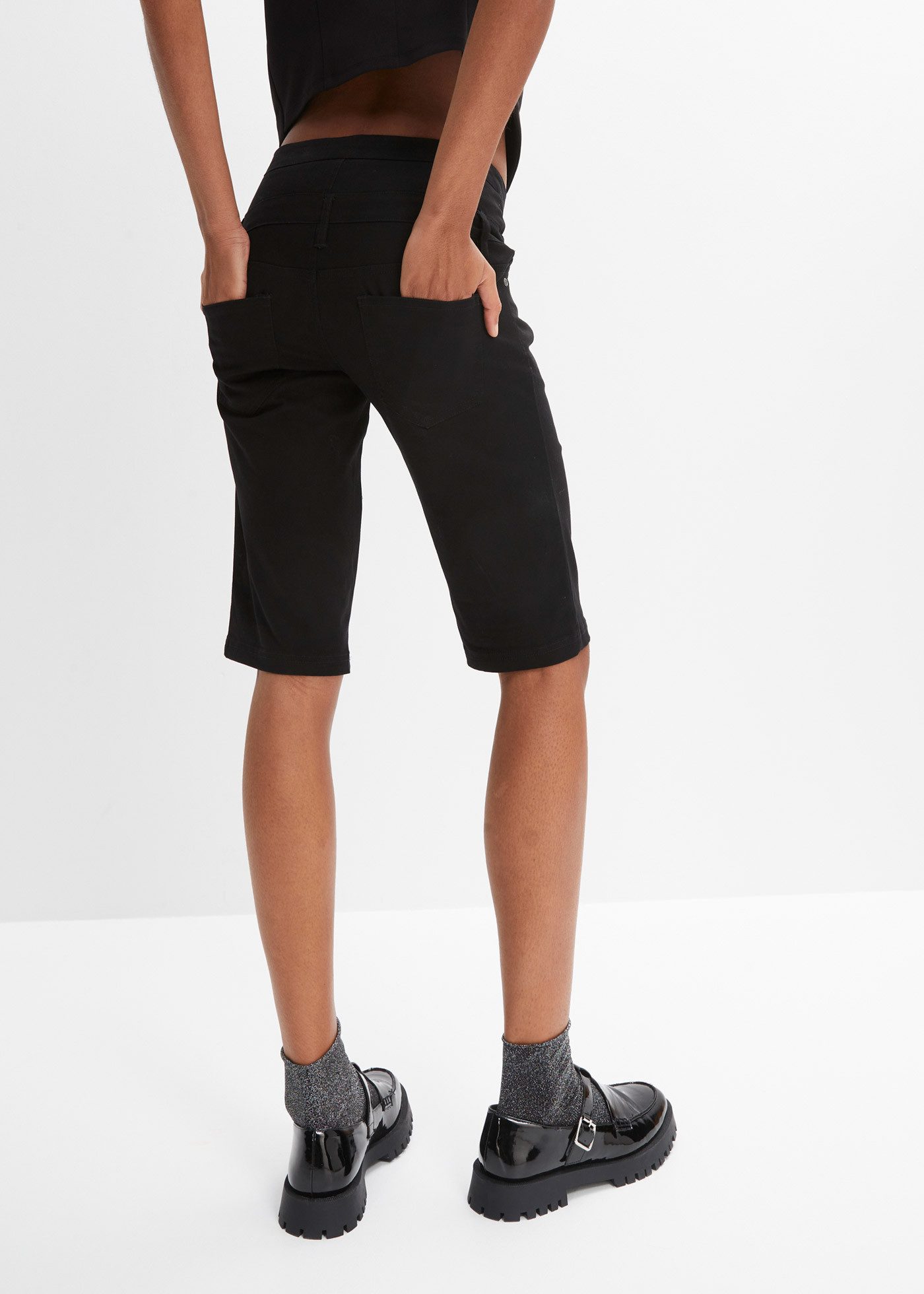 bonprix Bermudas aus elastischem Baumwoll-Mix, Regular Fit Passform, hohe Taille