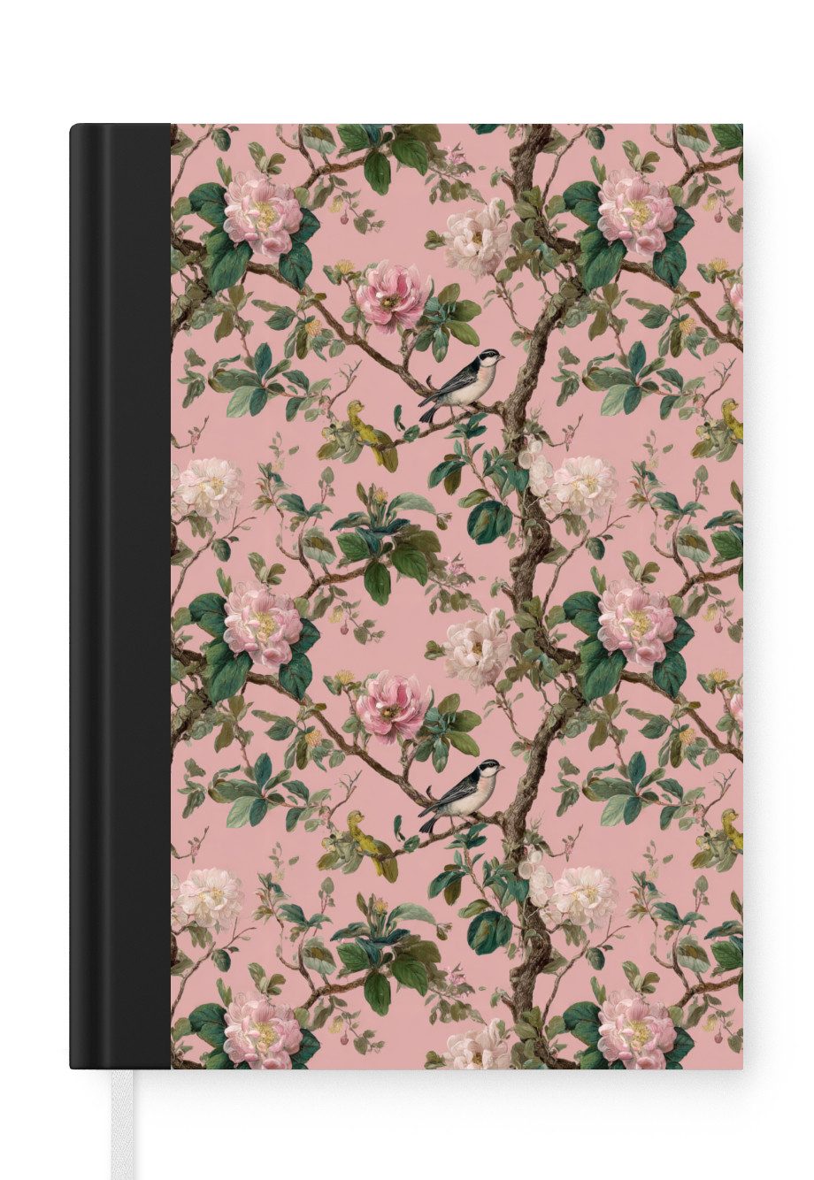 MuchoWow Notizbuch Pfingstrosen - Botanisch - Vogel, Notebook, Notizblock a5, Tagebuch, Journal Liniert