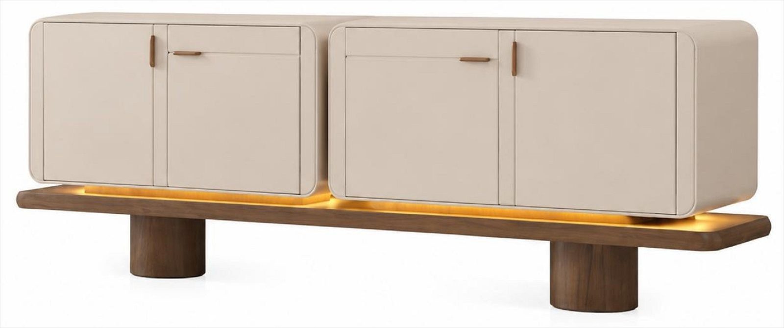 Xlmoebel Sideboard Sideboard Beige Holz LED Beleuchtung Kommode Modern Wohnzimmer (1 St., 1-tlg)