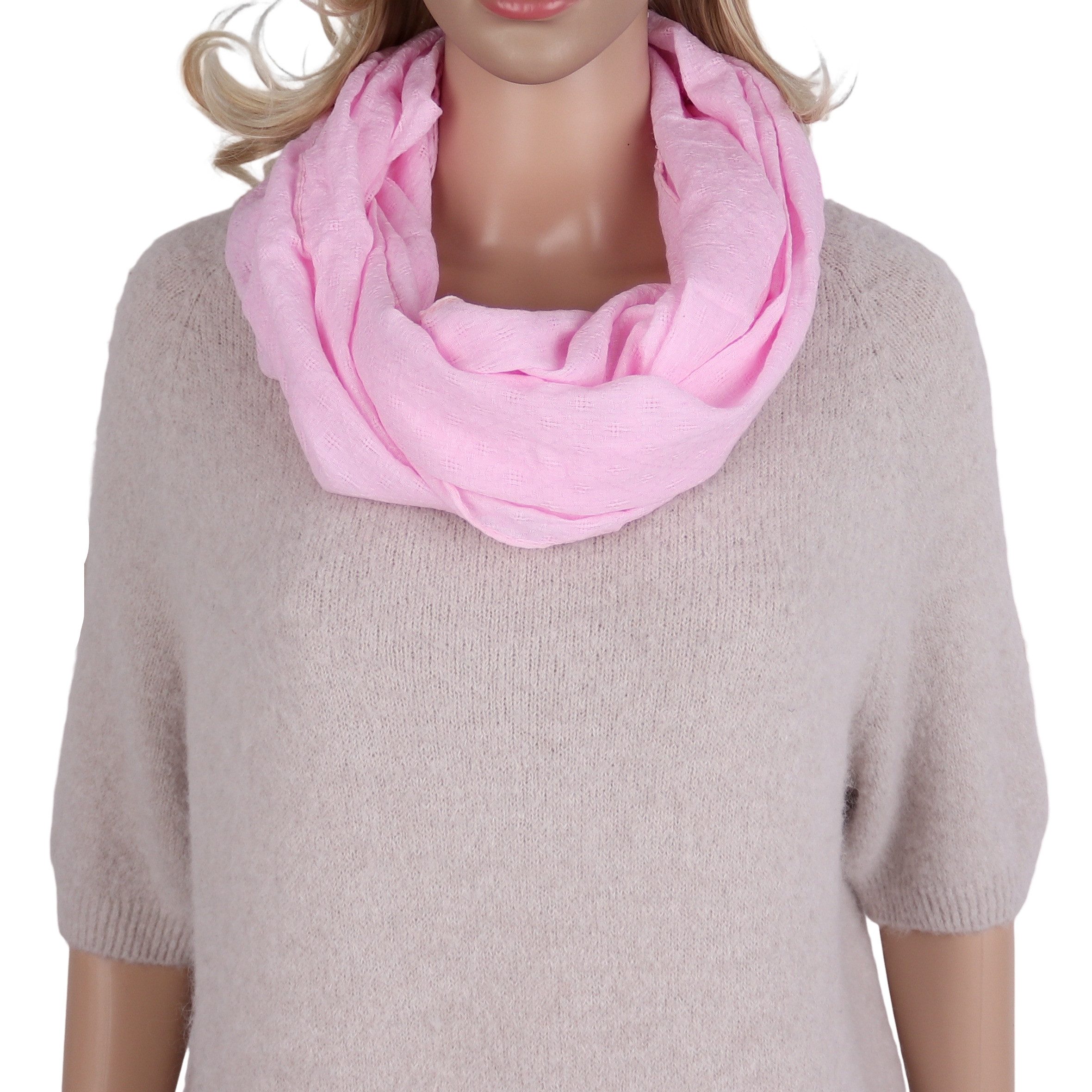 MIRROSI Loop Damen Schal Unifarbe mit Lochmuster Weich aus 100% Baumwolle, (ca. 160x44cm Zweimal um den Hals wickelbar), Schlauchschal
