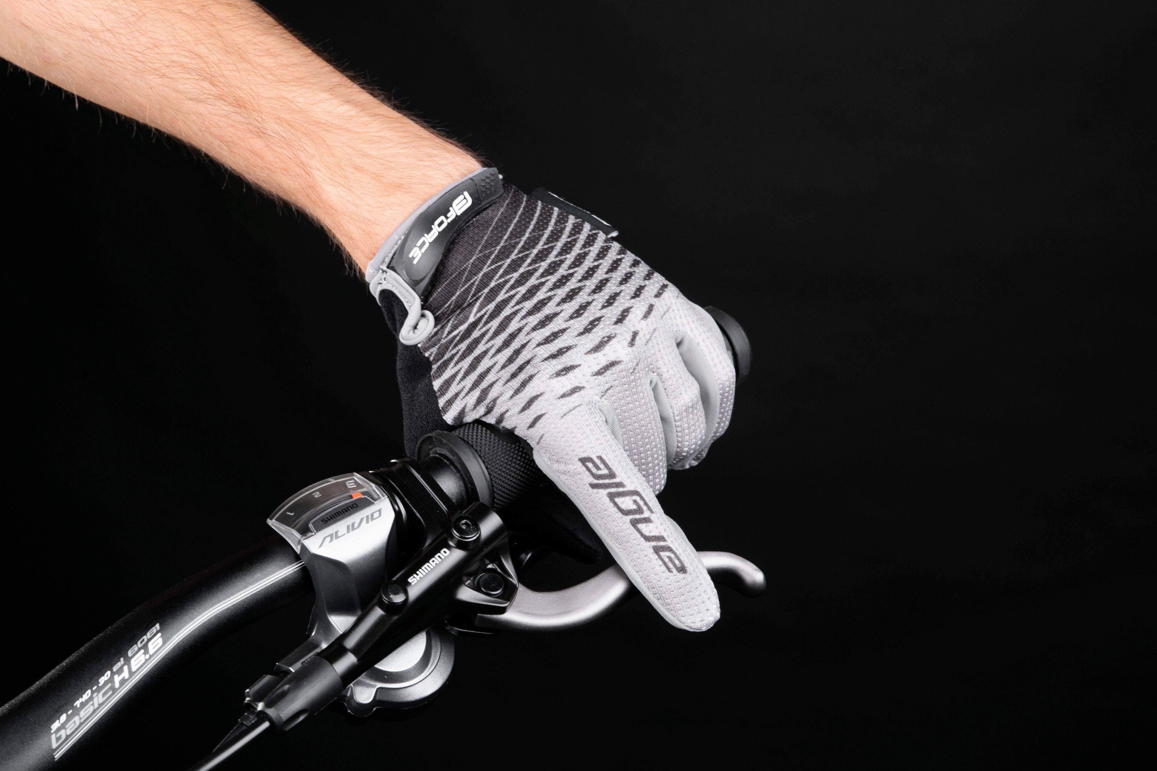 Fahrradhandschuhe MTB FORCE +15 F darüber Handschuhe grau-schwarz ANGLE °C und