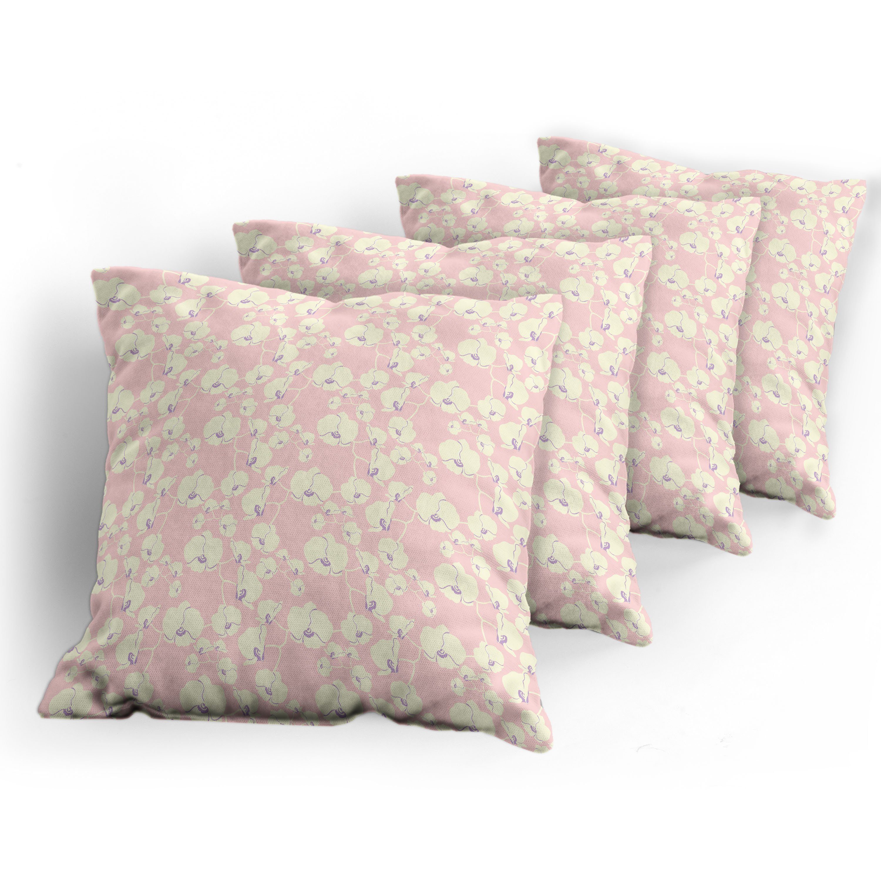 Kissenbezüge Modern Accent Doppelseitiger Pale Blume Blühende Stück), Digitaldruck, Abakuhaus (4 auf Natur Pink
