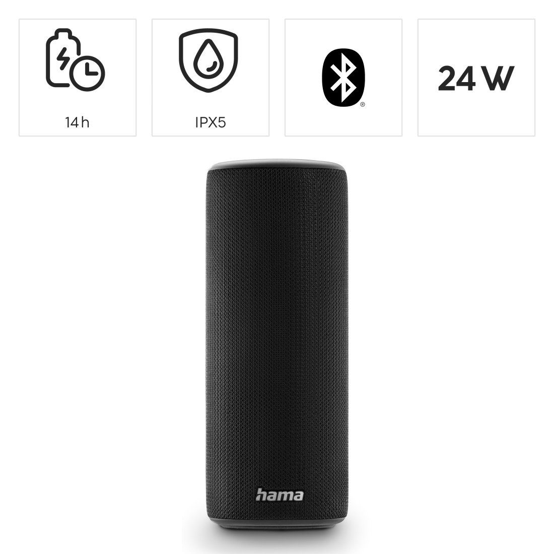 Hama Tragbarer Bluetooth-Lautsprecher 10 24W TWS) (Bluetooth, (wasserdicht, Bluetooth-Lautsprecher Licht-Modi, W) 24