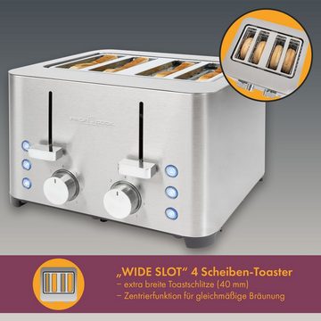 ProfiCook Toaster PC-TA 1252, Toaster 4 Scheiben, 2 getrennte Bedienelemente