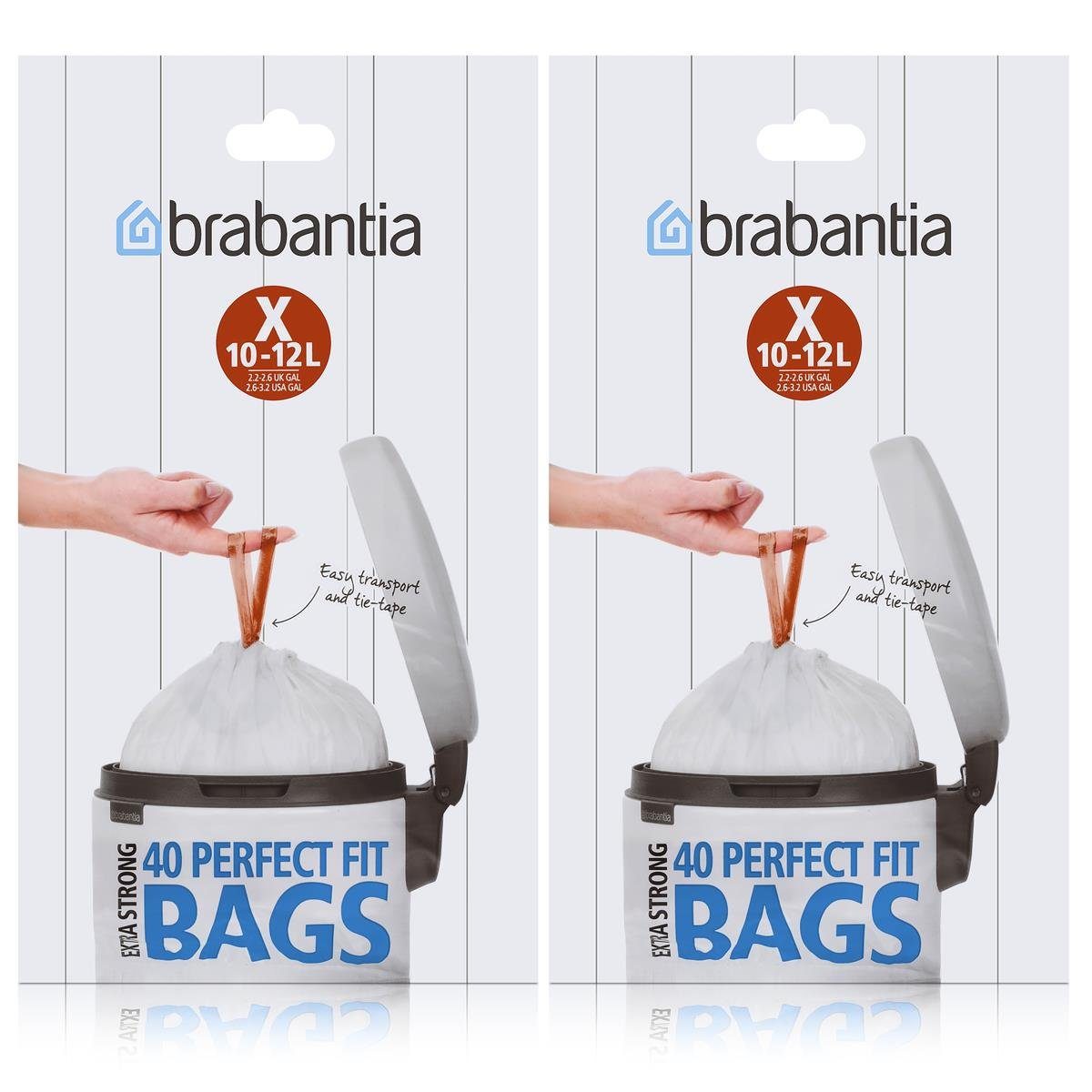 Brabantia Müllbeutel Brabantia Müllbeutel mit Zugband 40 Einzelbeutel X 10-12 L (2er Pack)