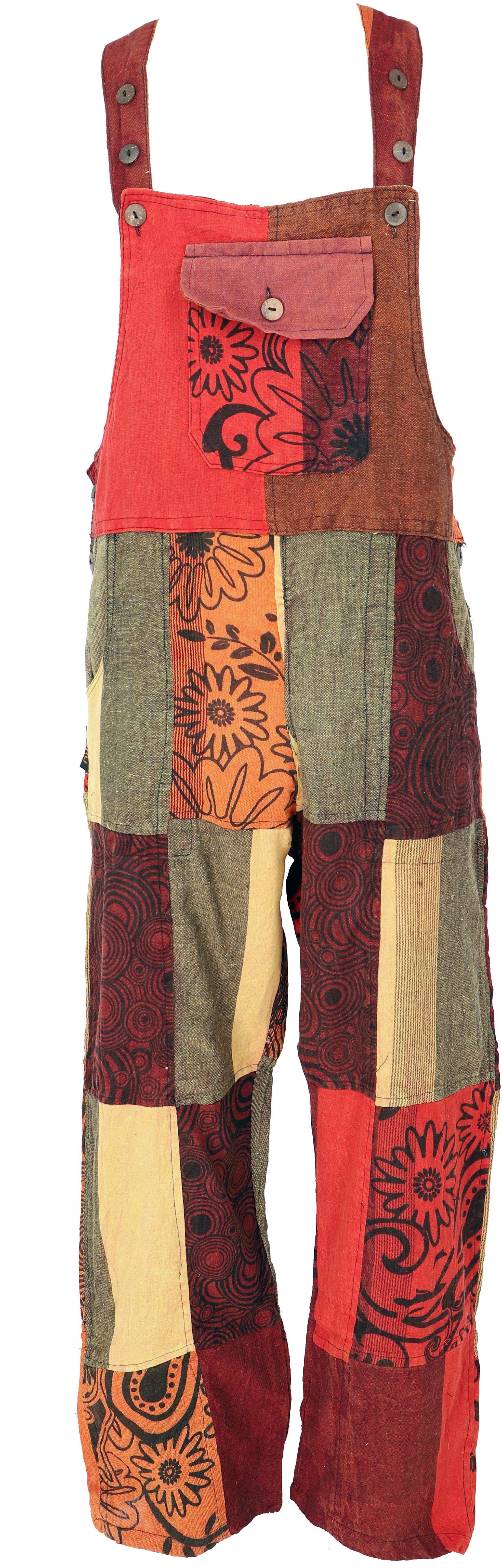 Guru-Shop Relaxhose Patchwork Latzhose, Unisex Boho Overall,.. Ethno Style, alternative Bekleidung