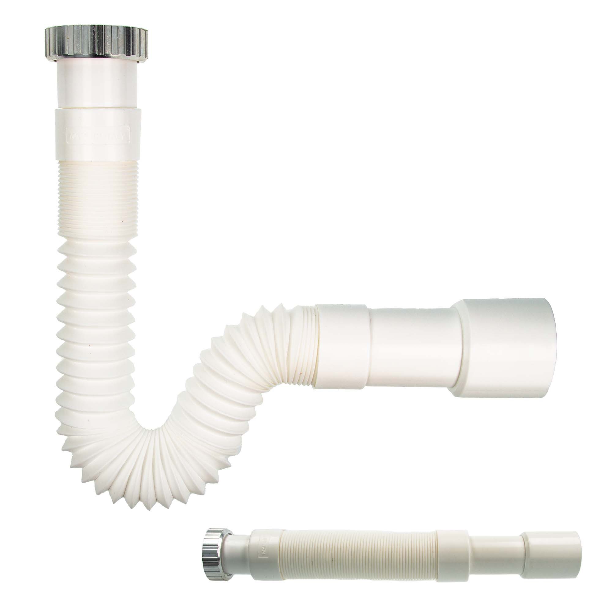 tecuro Siphon Winkelschlauchtülle 1 Zoll für Küchen-Spülensiphon, flexibel ausziehbar