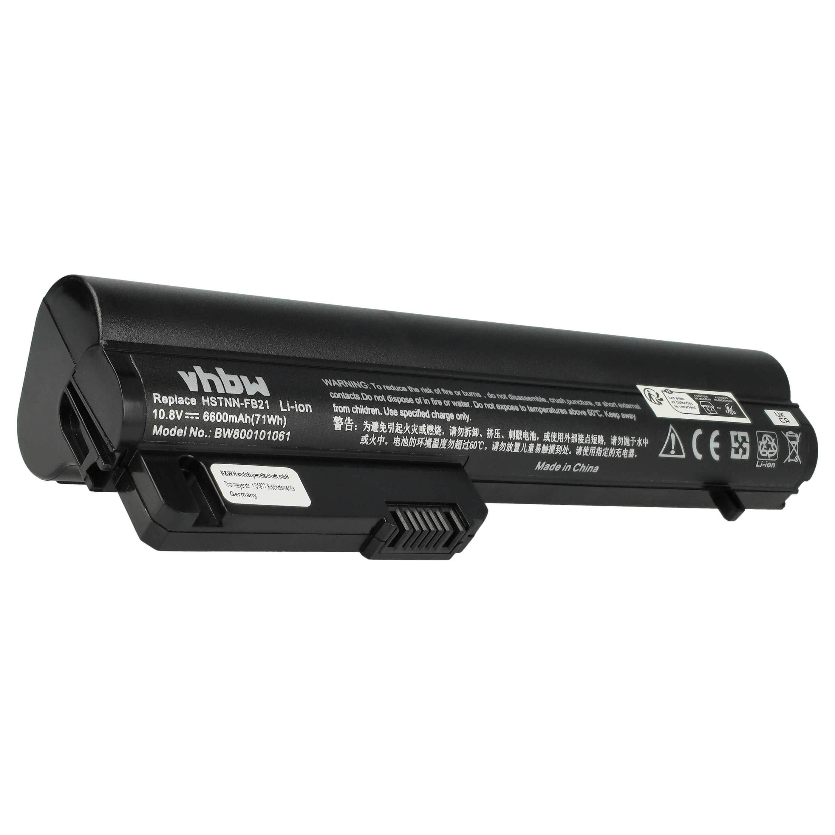 vhbw Akku Ersatz für HP 404887-241, 411126-001, 404888-241, 411127-001, Laptop-Akku Akku Li-Ion 6600 mAh (10,8 V, 1 St), Leistungsfähiger Austausch-Akku für Notebook, Wiederaufladbar, Jede