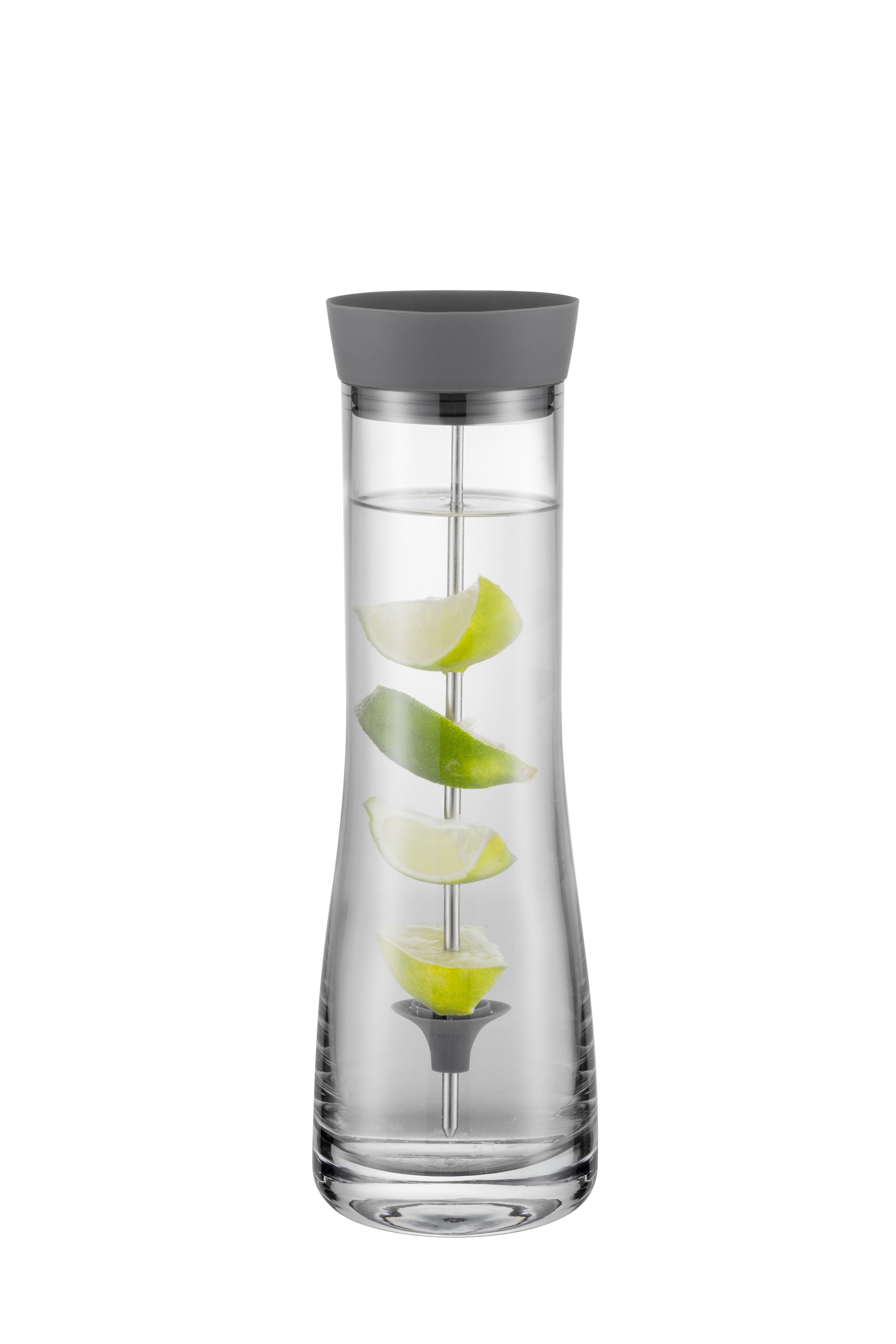 blomus Wasserkaraffe -DRIWA- aus Glas, 1 Liter, Glaskaraffe, Dark Gray, Tropffreies Ausgießen