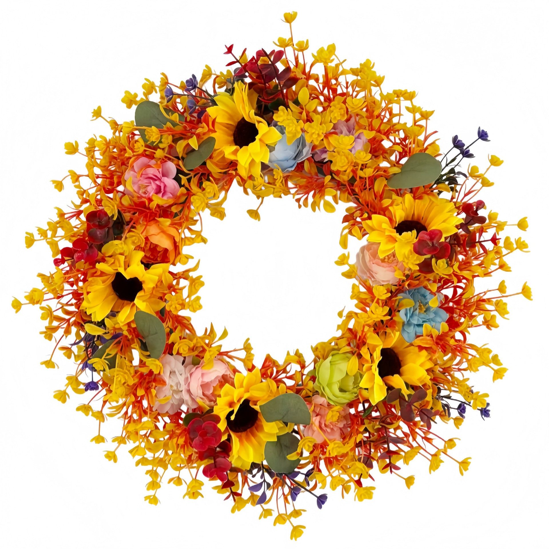 Diwzbyn Dekokranz Herbst-Dekokranz, Sonnenblumenkranz für den Herbst, geeignet für Thanksgiving, Halloween und die Erntezeit-Dekoration
