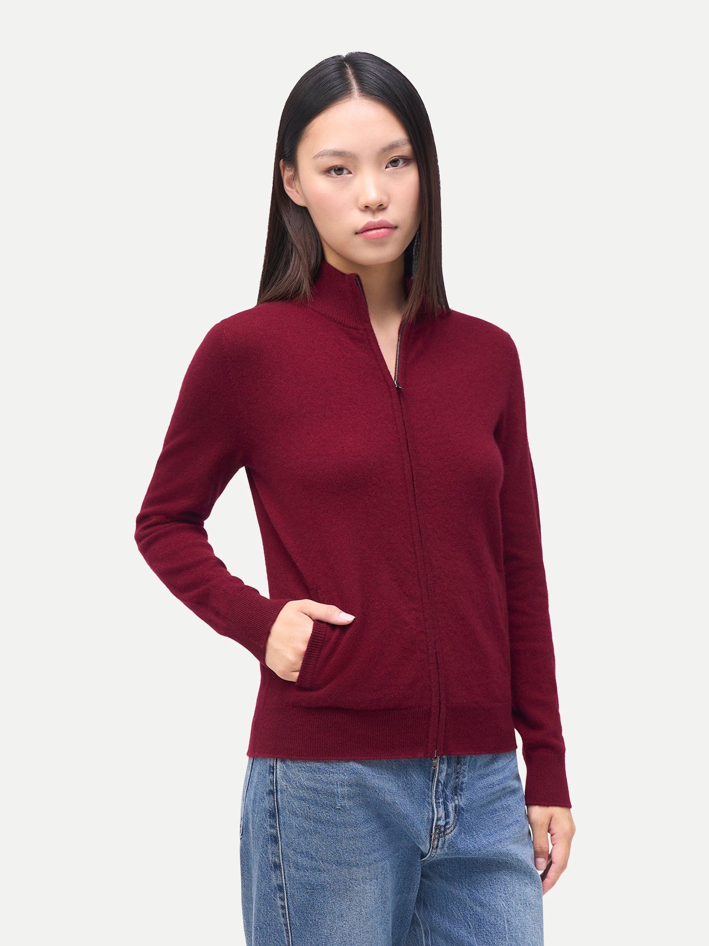 GOBI Cashmere Cardigan Zeitloser Kaschmir Strickjacke mit Reißverschluss