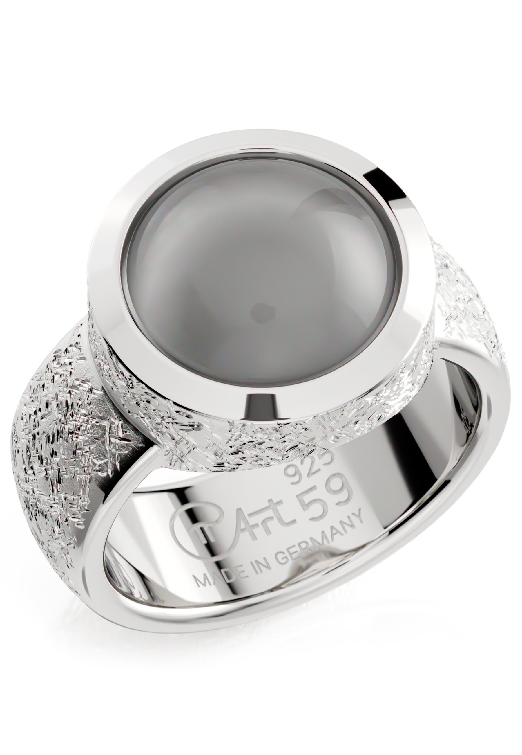 PiArt Silberring Echter grauer Edelstein - - MONDSTEIN 5,5ct Sterling 925 Silber