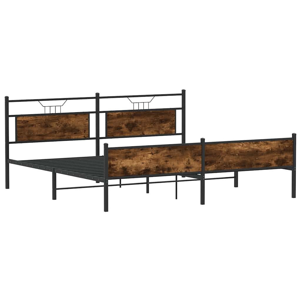vidaXL Bett Metallbett ohne Matratze Räuchereiche günstig online kaufen