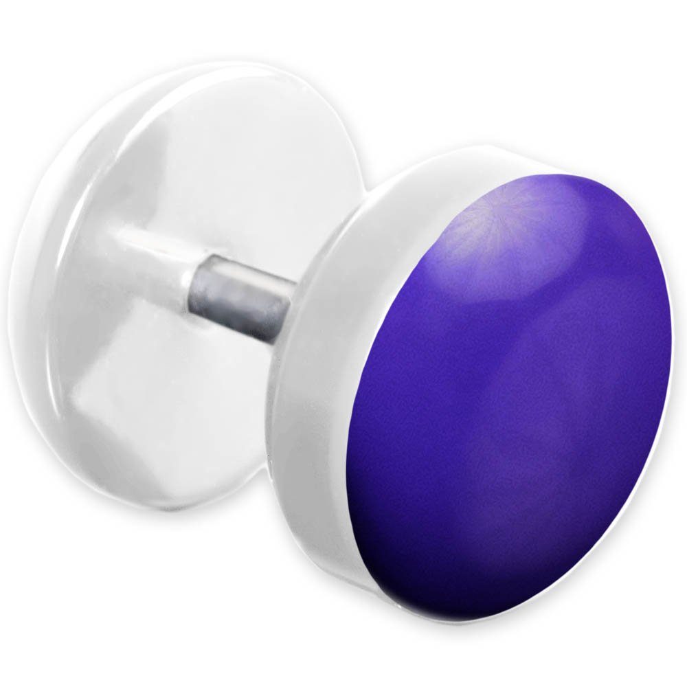 Stück Acryl Edelstahl mit viva-adorno Fake-Ear-Plug Front 1 Violett farbig Ohrstecker weiß emaillierter
