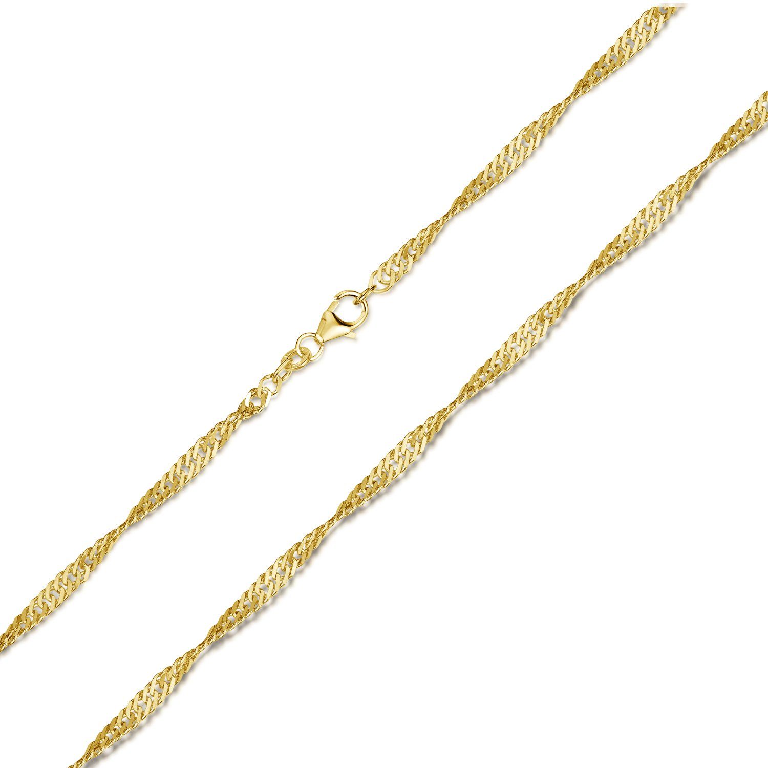Materia Goldkette Damen 8K Singapurkette Gold 3mm K117, 333 Gelbgold, Hochglanz
