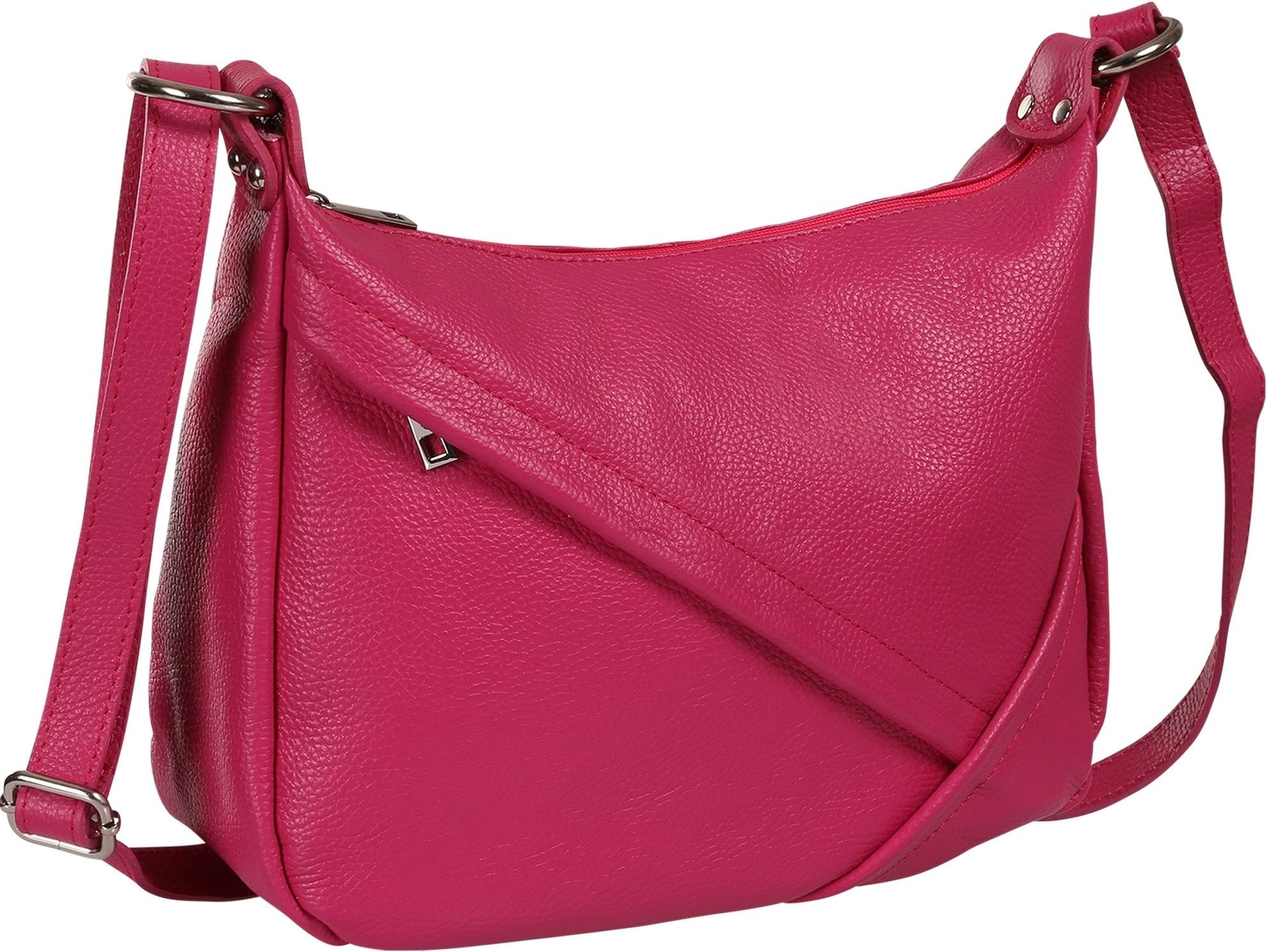 Toscanto Schultertasche Toscanto Tasche pink, fuchsia (Schultertasche), Damen Schultertasche Leder, pink, fuchsia ca. 35cm x ca. 22cm