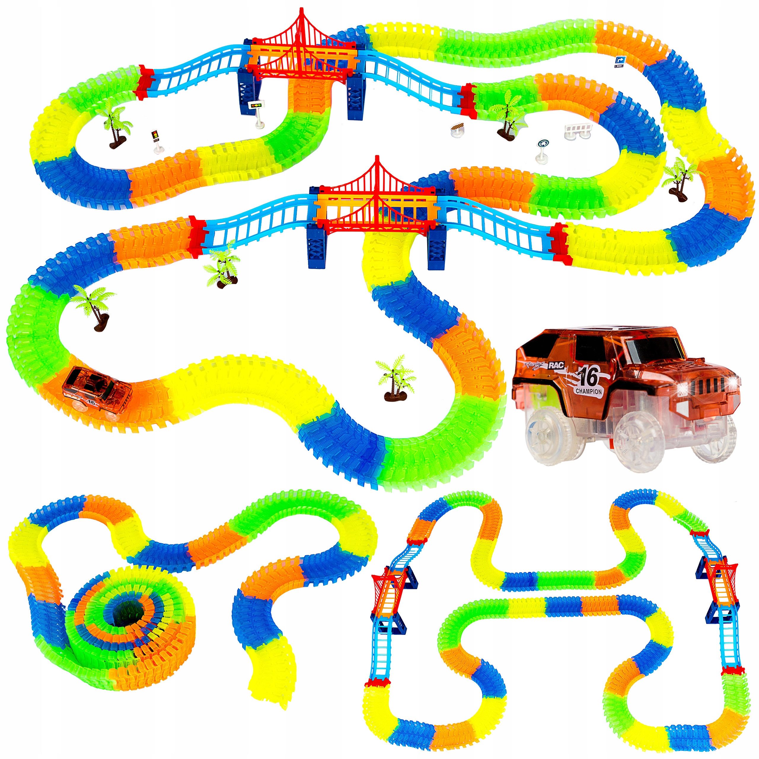 kinderplay Autorennbahn Leuchtender Rennbahn Track – Flexibel biegsam – Spi günstig online kaufen