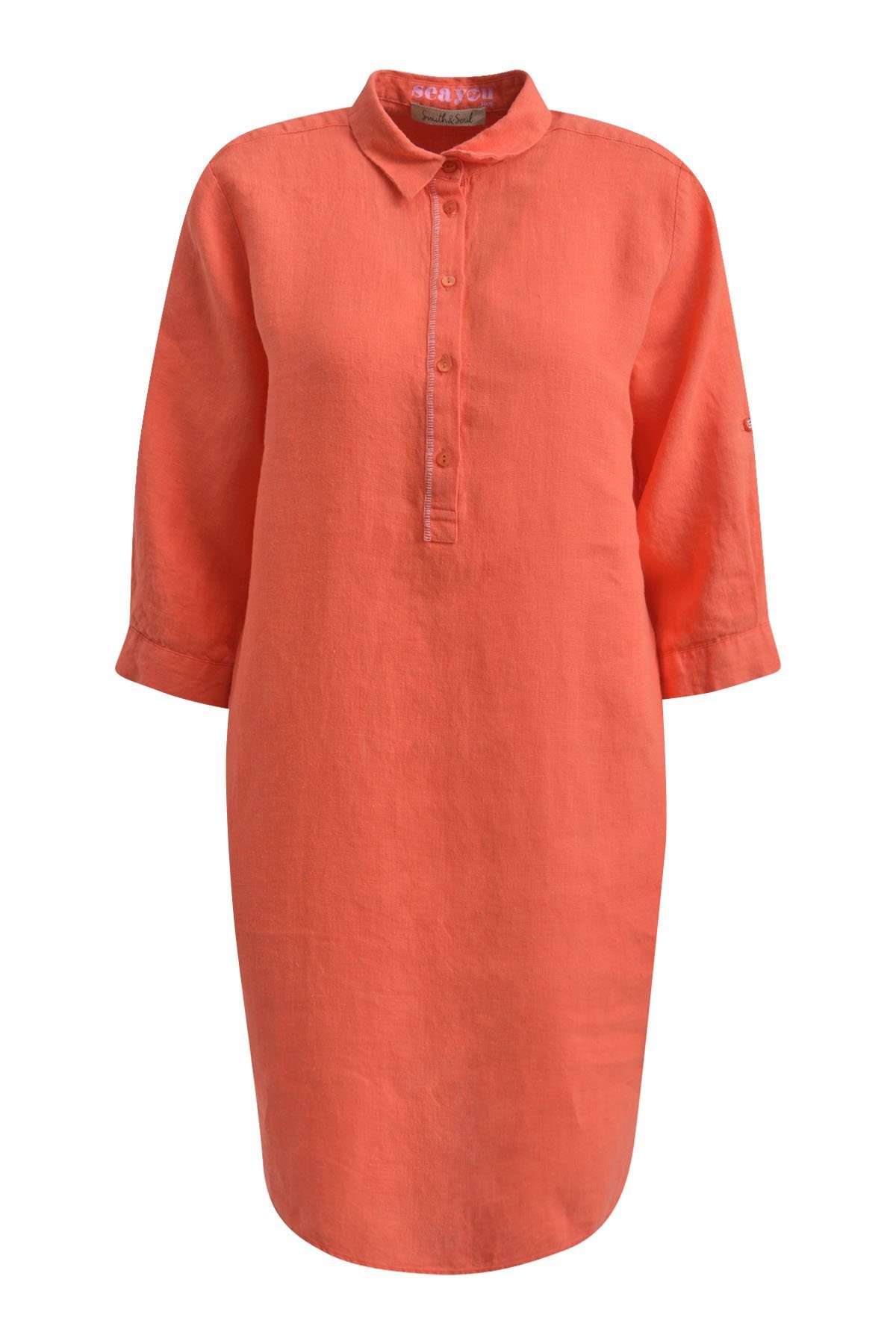 Smith & Soul Blusenkleid Leinen-Kleid Colllar Dress - flame orange
