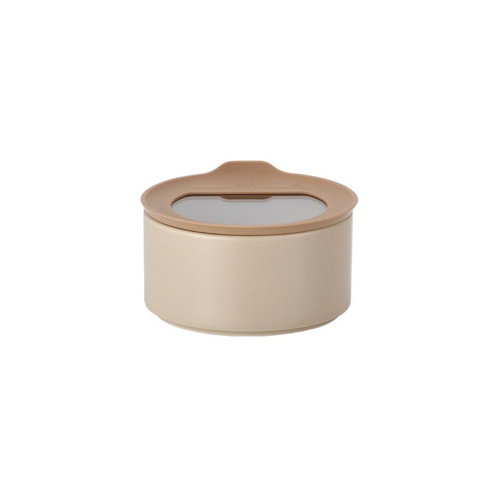 NEOFLAM® Vorratsdose FIKA One Keramik Vorratsdose 420ml - Sand Beige, Keramik, Silikon, (1-tlg)