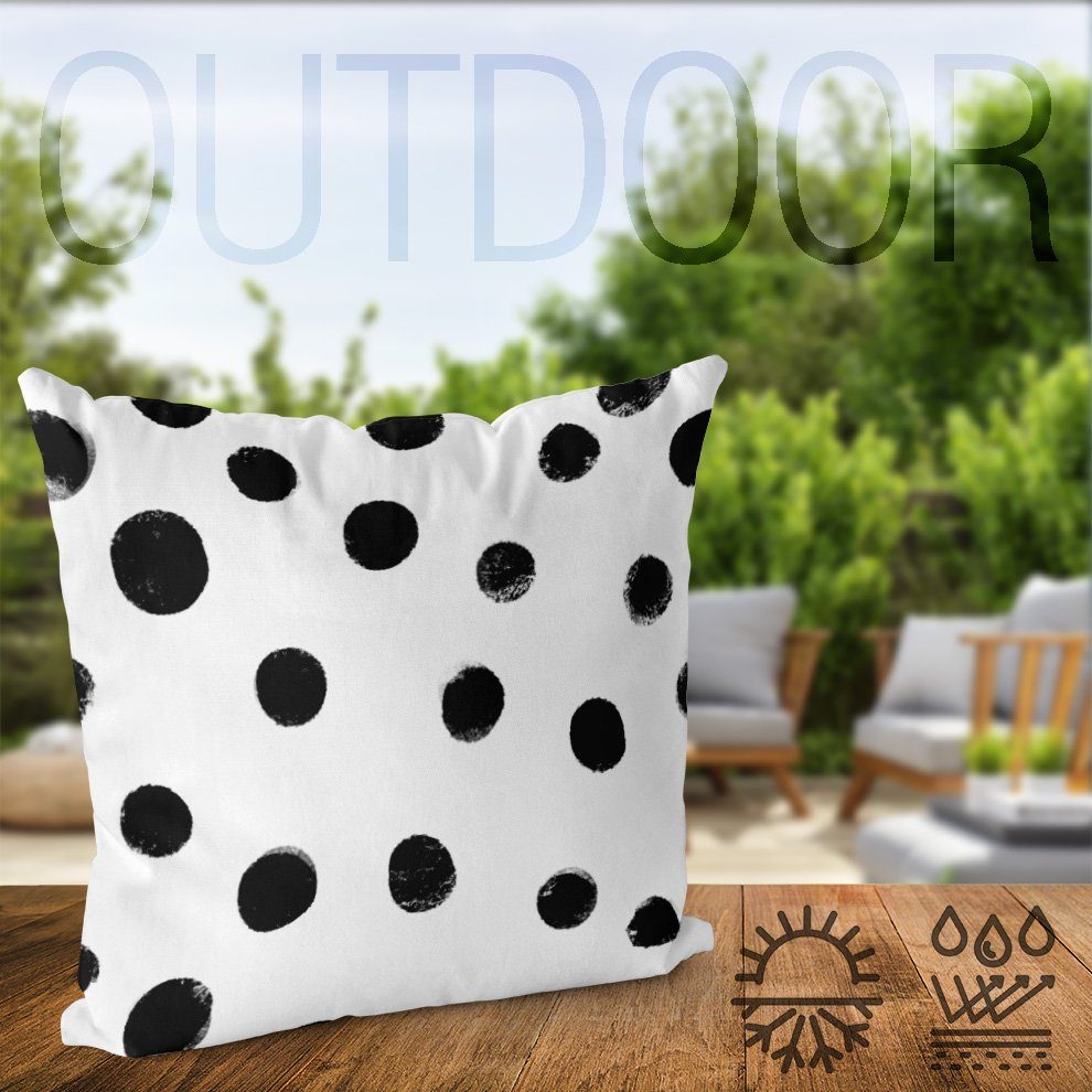 VOID Kissenbezug, (1 Stück), abstrakt muster gemustert schwarz weiss getupft kreise gepunktet krei