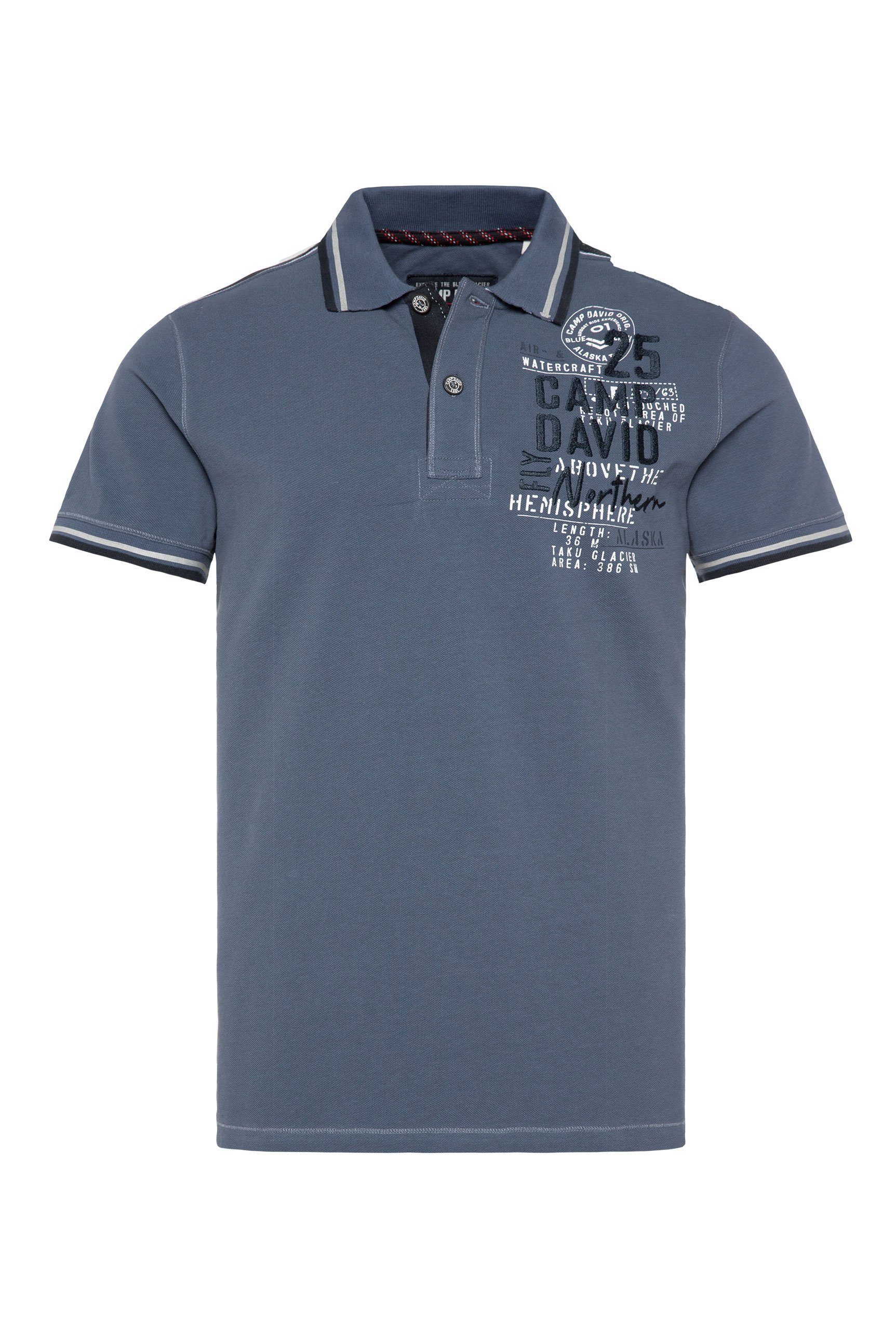 CAMP Poloshirt Label-Applikationen frozen DAVID navy mit