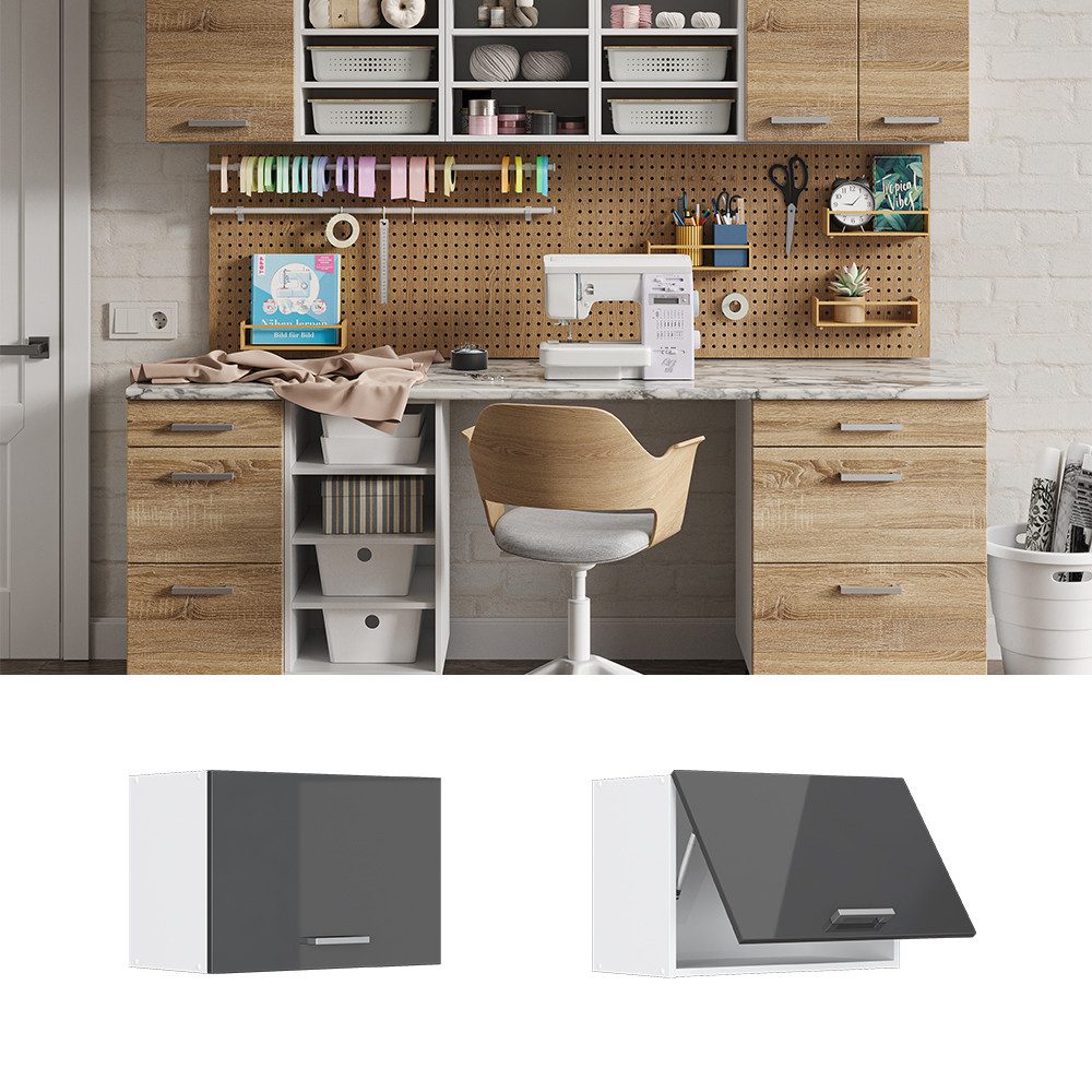 Vicco Schranksystem R-Line, Anthrazit Hochglanz/Weiß, 60 günstig online kaufen