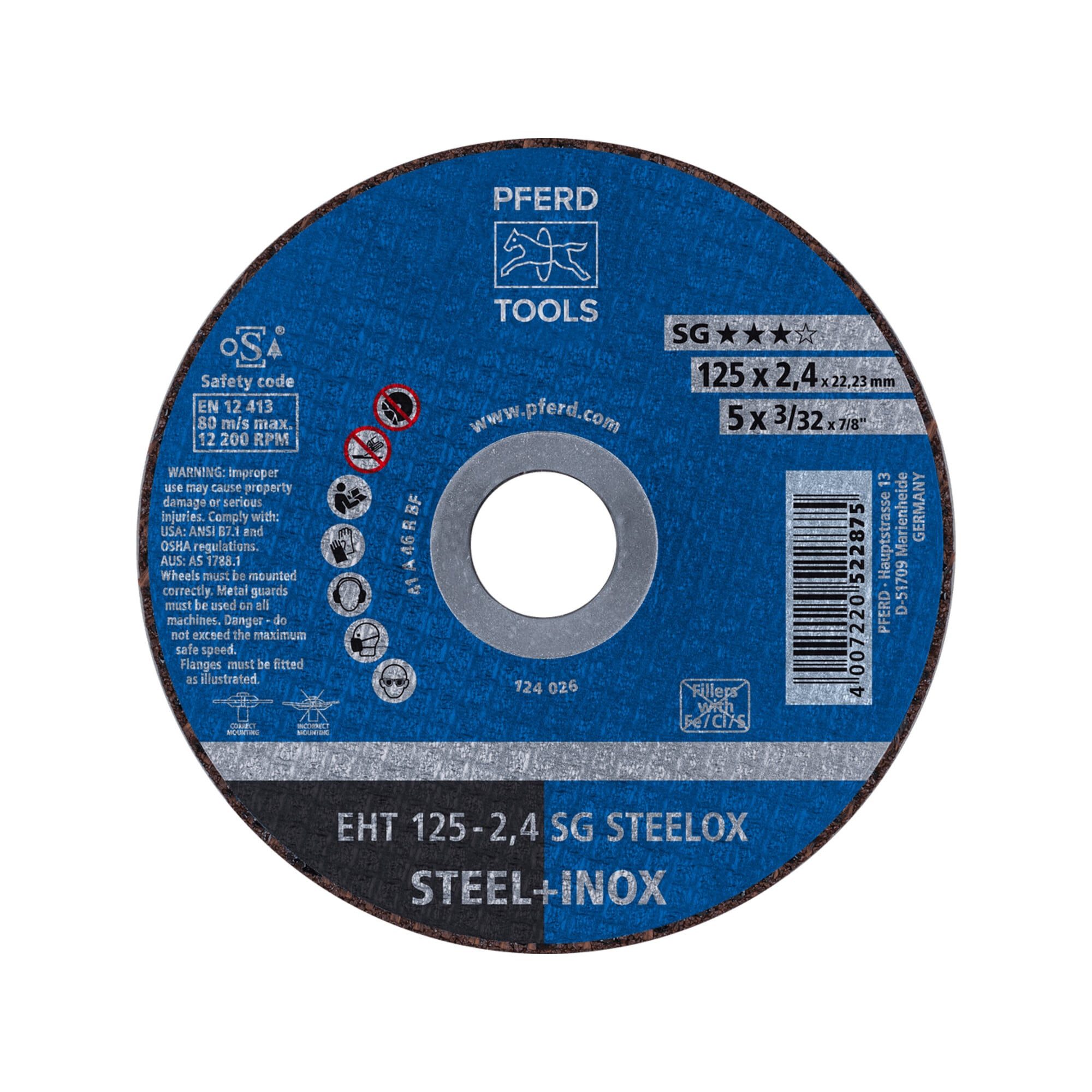 Pferd Trennscheibe PFERD TOOLS Trennscheibe EHT 125x2,4x22,23 mm gerade Leistungslinie SG