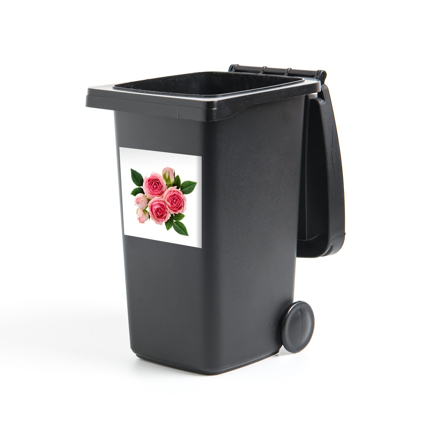 MuchoWow Wandsticker Blumen - Rosen - Rosa (1 St), Mülleimer-aufkleber, Mülltonne, Sticker, Container, Abfalbehälter | Wandtattoos
