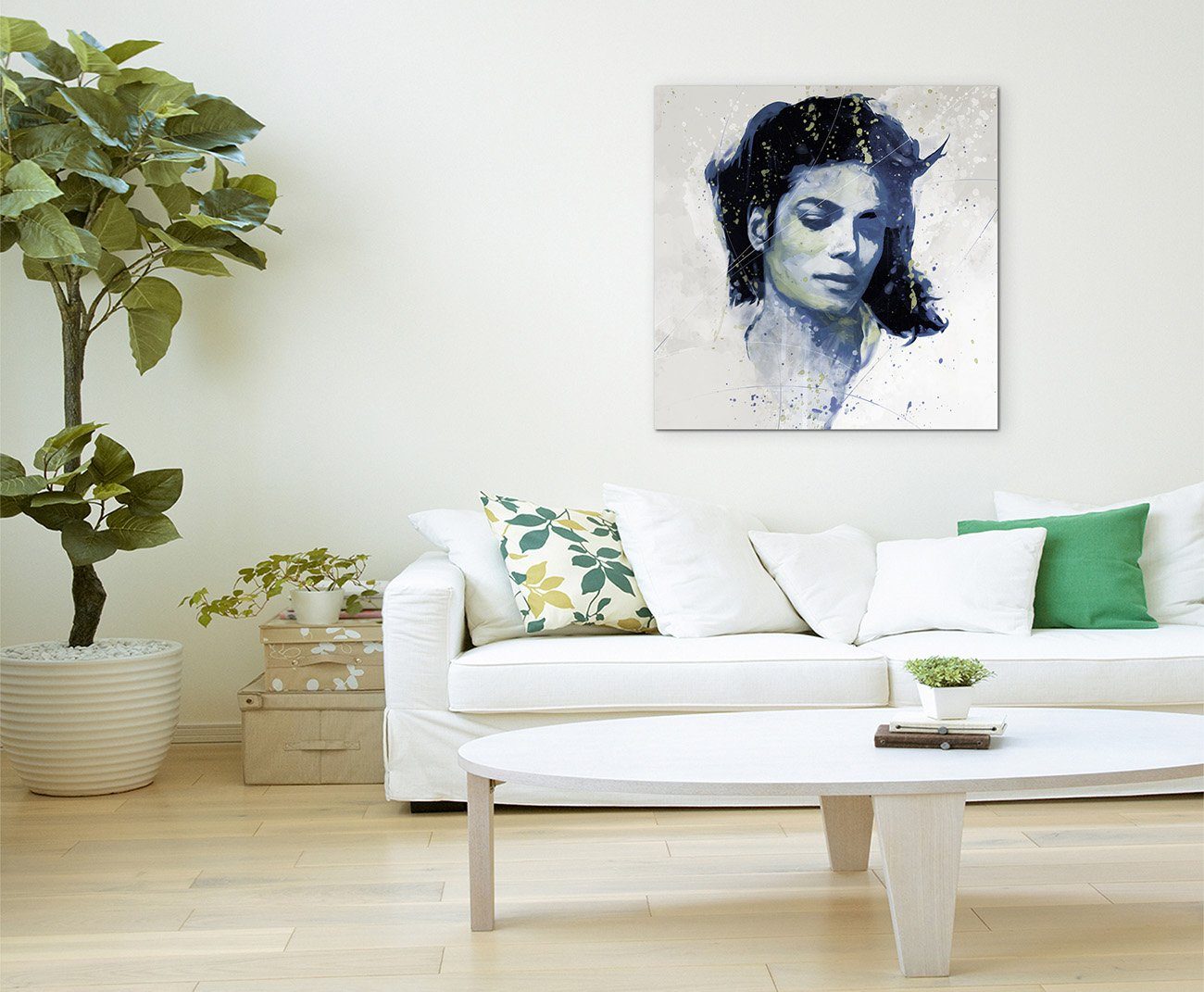 Sinus Art Leinwandbild Michael Jackson V Aqua 60x60cm Wandbild Aquarell Art