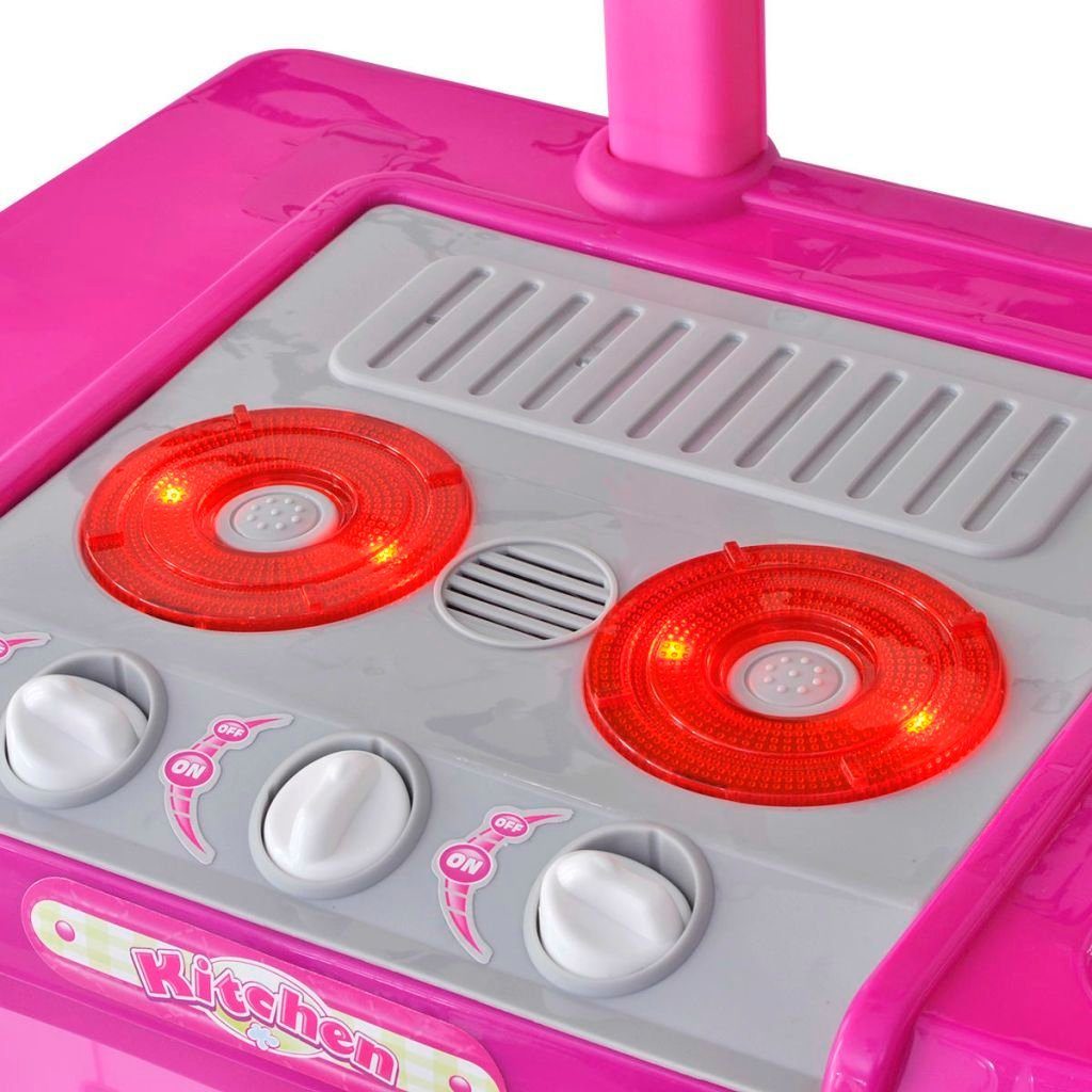 Kinder-Küchenset mit Kinderküche Soundeffekten Spielküche Rosa Licht vidaXL und mit Zubehör