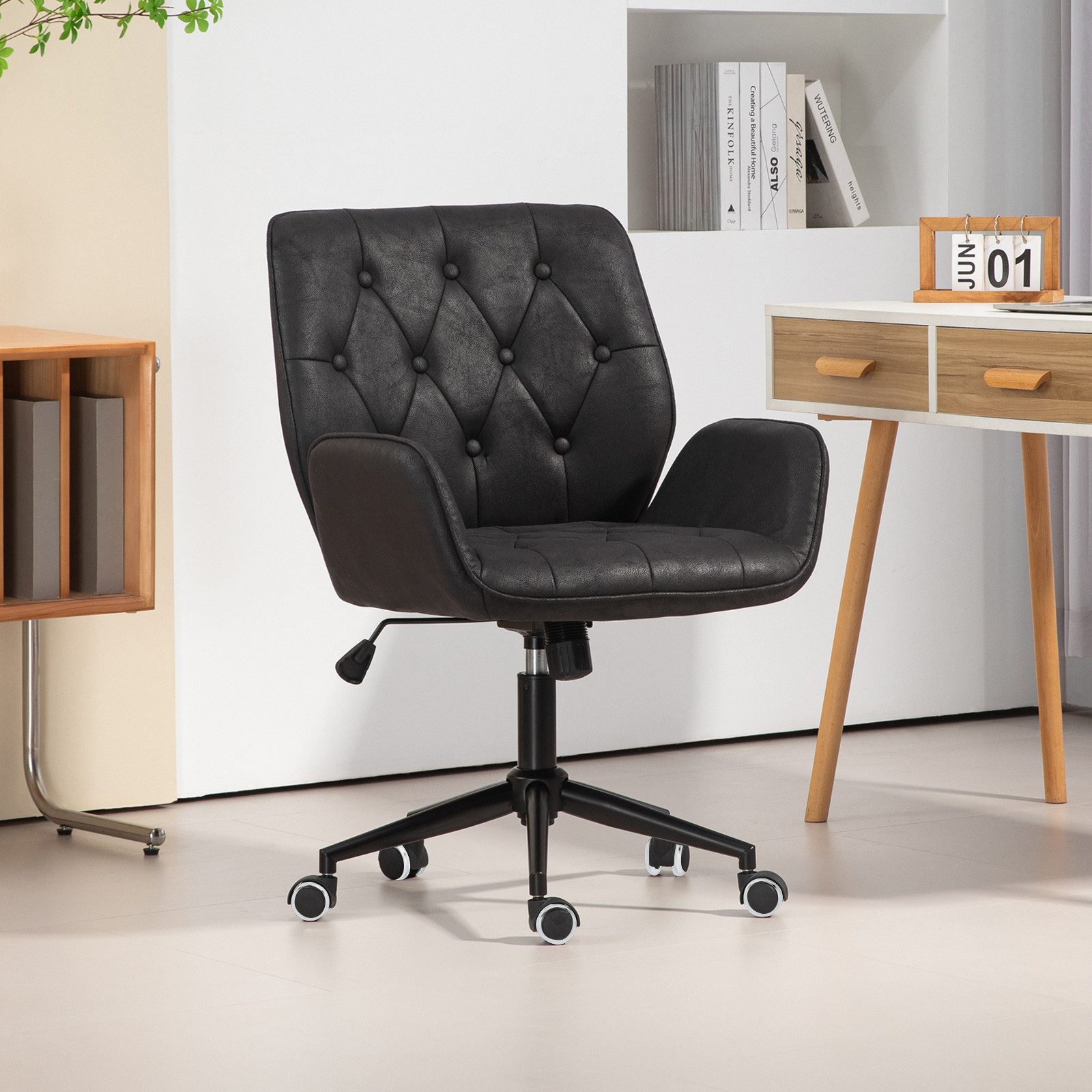 SVITA Bürostuhl GABRIEL, Schreibtischstuhl, höhenverstellbar, 360° drehbar, Kunstleder, Schwarz