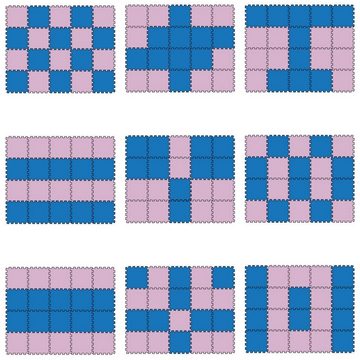 LittleTom Puzzlematte 18 Teile Baby Kinder Puzzlematte ab Null - 30x30cm, dunkelblau pinke Matte