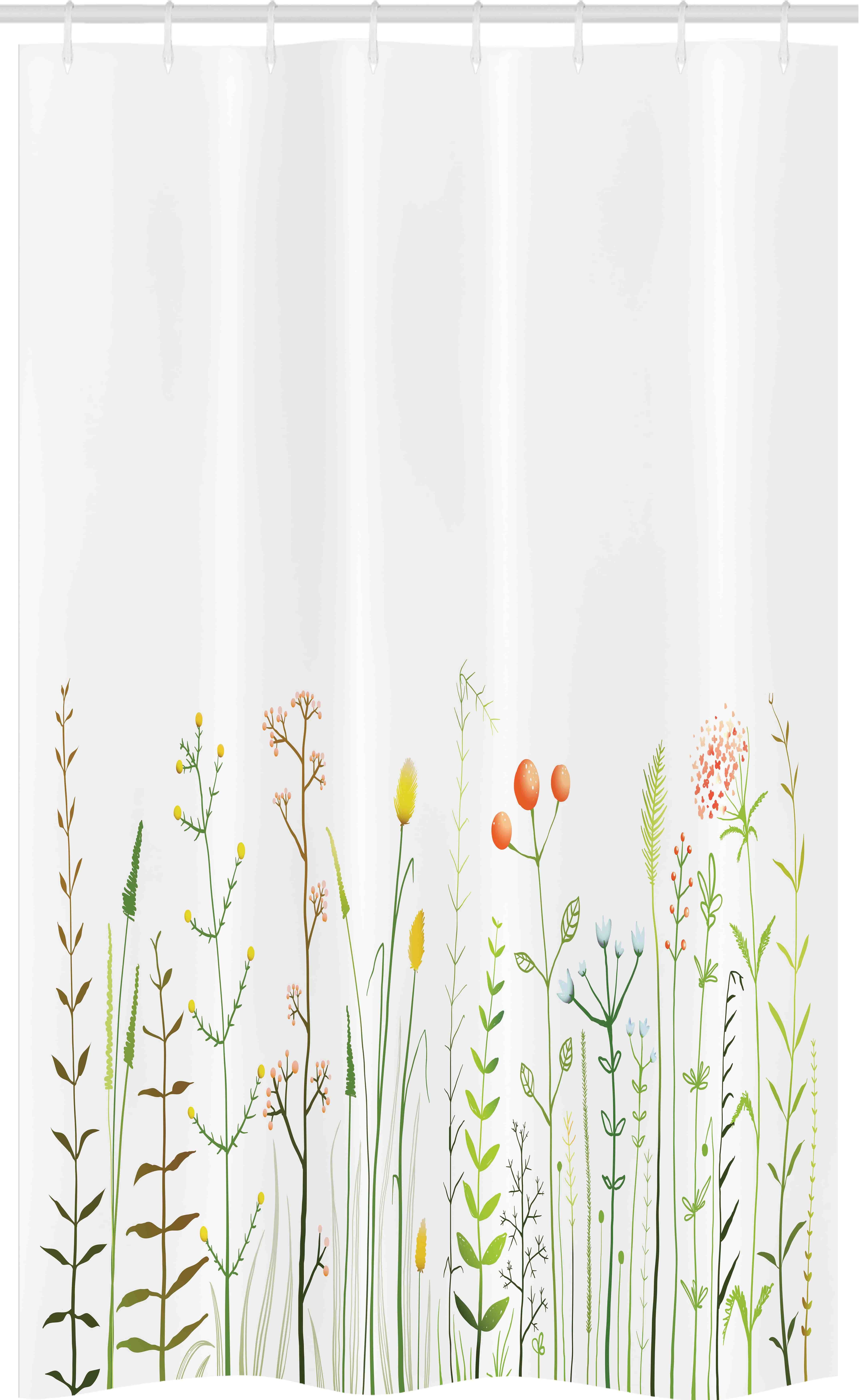 Abakuhaus Duschvorhang Badezimmer Deko Set aus Stoff mit Haken Breite 120 cm,  Höhe 180 cm, Green Flower Wildlife Rustic