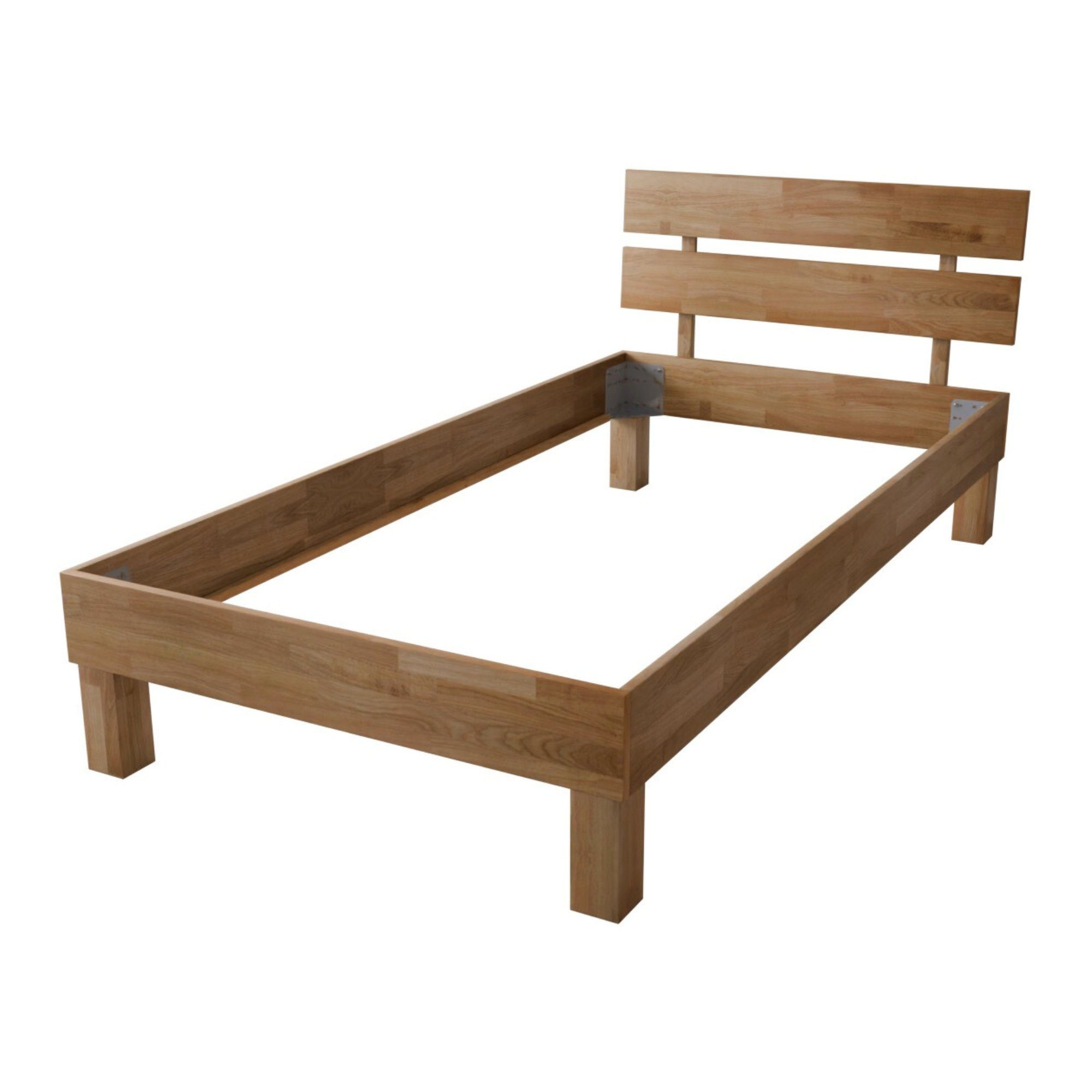 MeinMassivholz Massivholzbett PALMA Wildeiche (Erhältlich in verschiedenen Breiten & Längen), Bettgestell, Kopfpaneel, Einzelbett & Doppelbett, Made in Germany