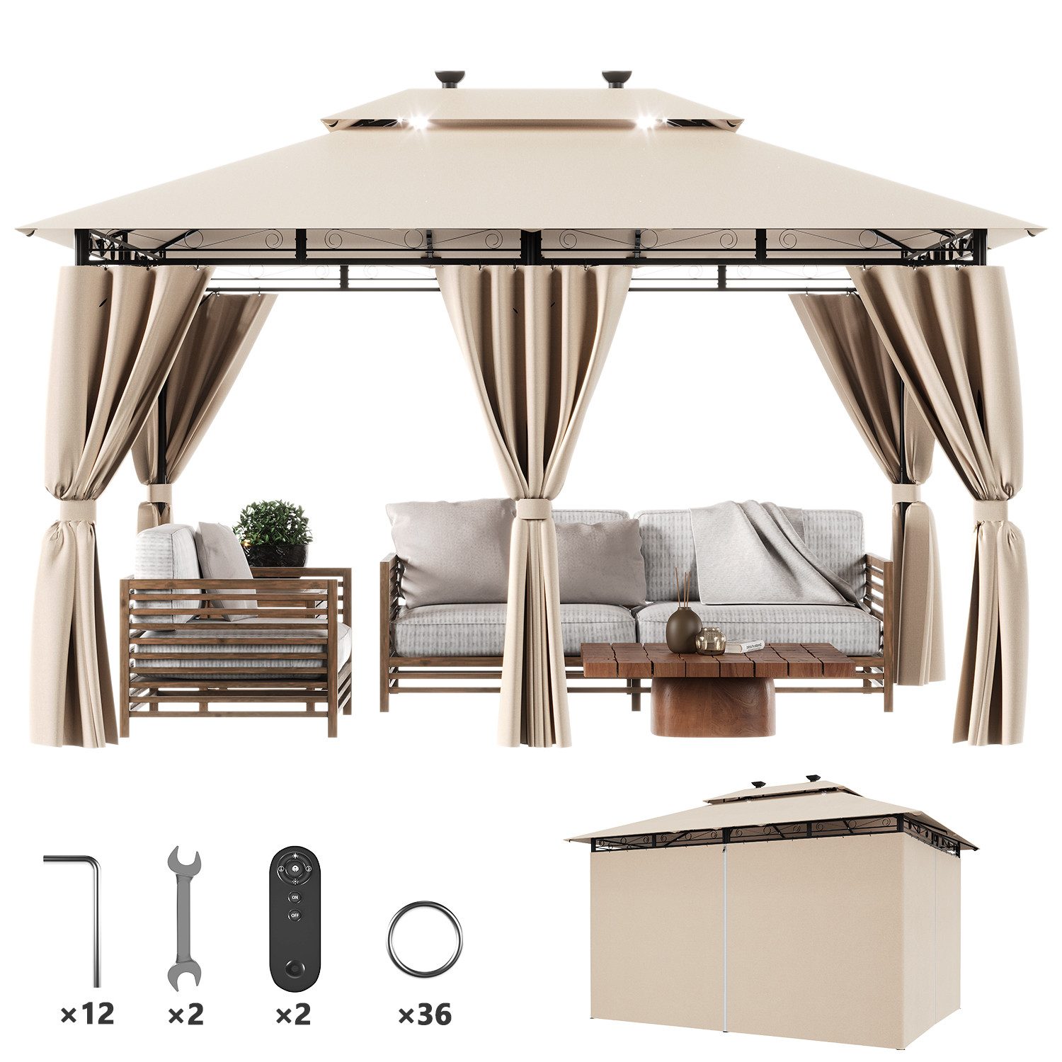 HOMALL Pavillon Gazebo Zelt 298*298CM wetterfestes günstig online kaufen