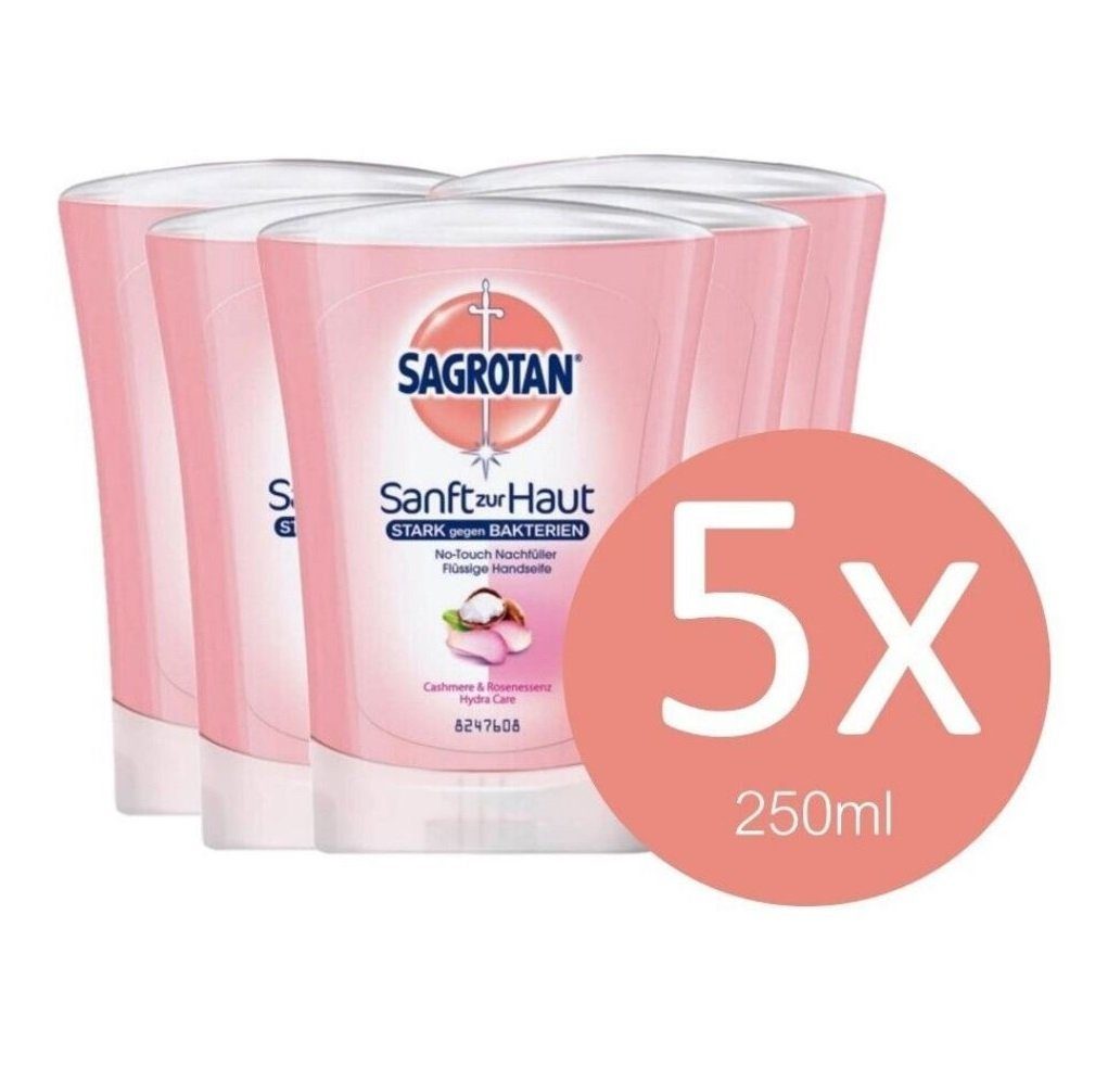 SAGROTAN Мыло-Set Nachfüll Seife Set 250ml Handseife Мылоspender Flüssigseife, 5-tlg., Nachfüller Reinigung Pflege für alle Hauttypen geeignet Seife sanft