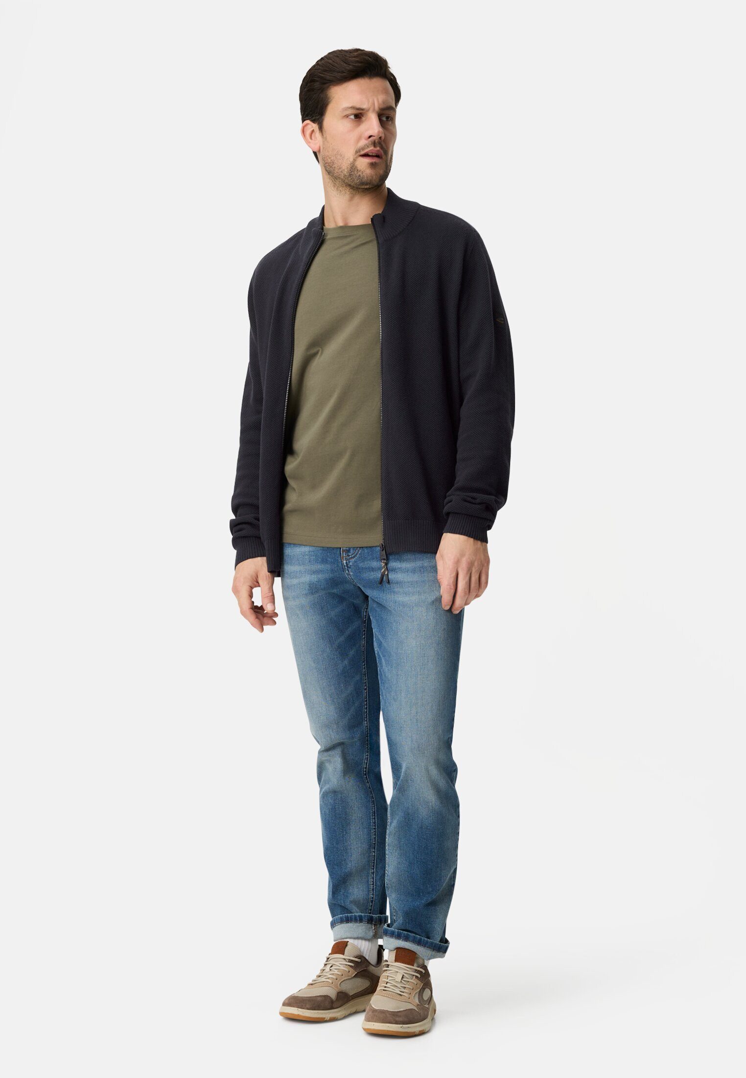 camel active Strickjacke mit Stehkragen Langarm Stehkragen