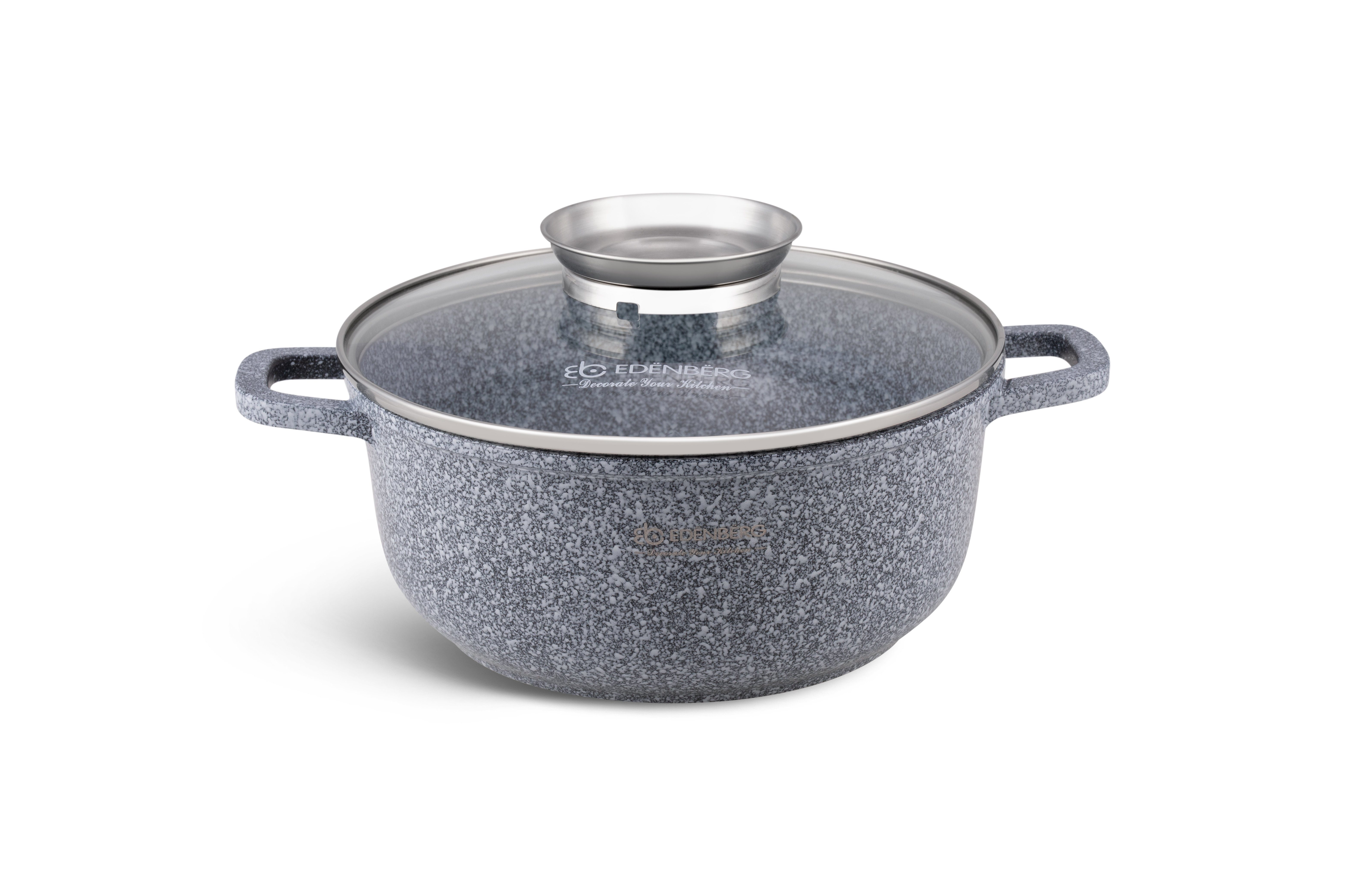 Edenberg Kochtopf Topf 5.6L Suppentopf Kompotttopf Spargeltopf Steinbeschichtung, Aluminiumguss (sehr hochwertig, 2-tlg., Zeitloses Design des Topfsets. Eine ideale Geschenkidee)