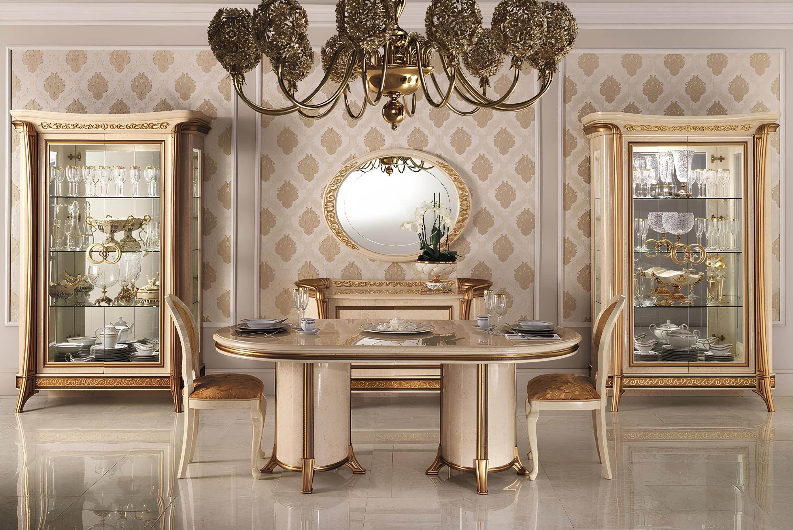 Xlmoebel Esstisch Tisch Möbel Set 5tlg. Design Esszimmer Garnitur Vitrine Kommode (Esszimmergarnitur, 5-tlg. Garnitur), Made in Europa