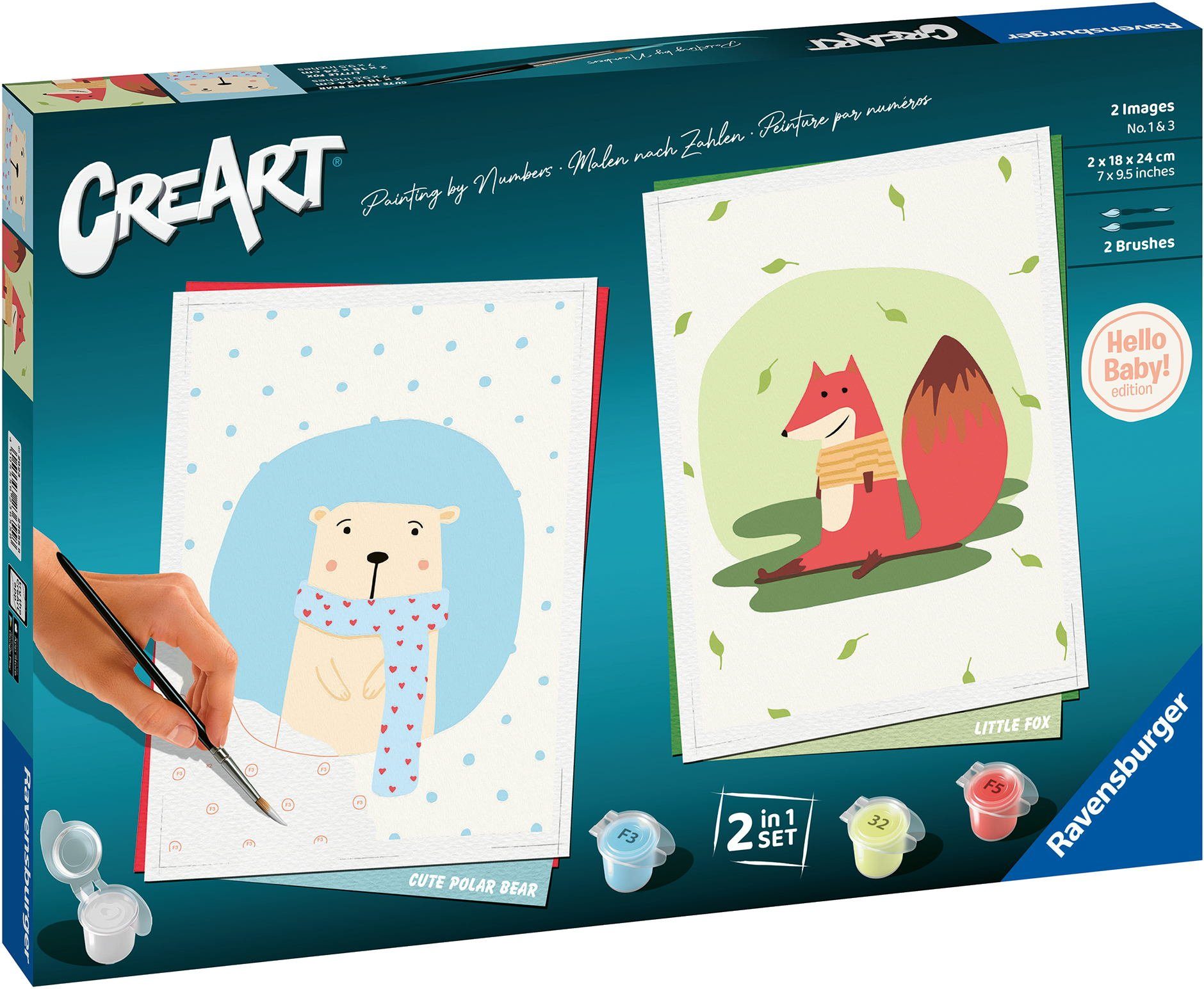Malen nach Zahlen Malen nach Zahlen Classic Serie D Hello Baby Set Fox & Bear 23655