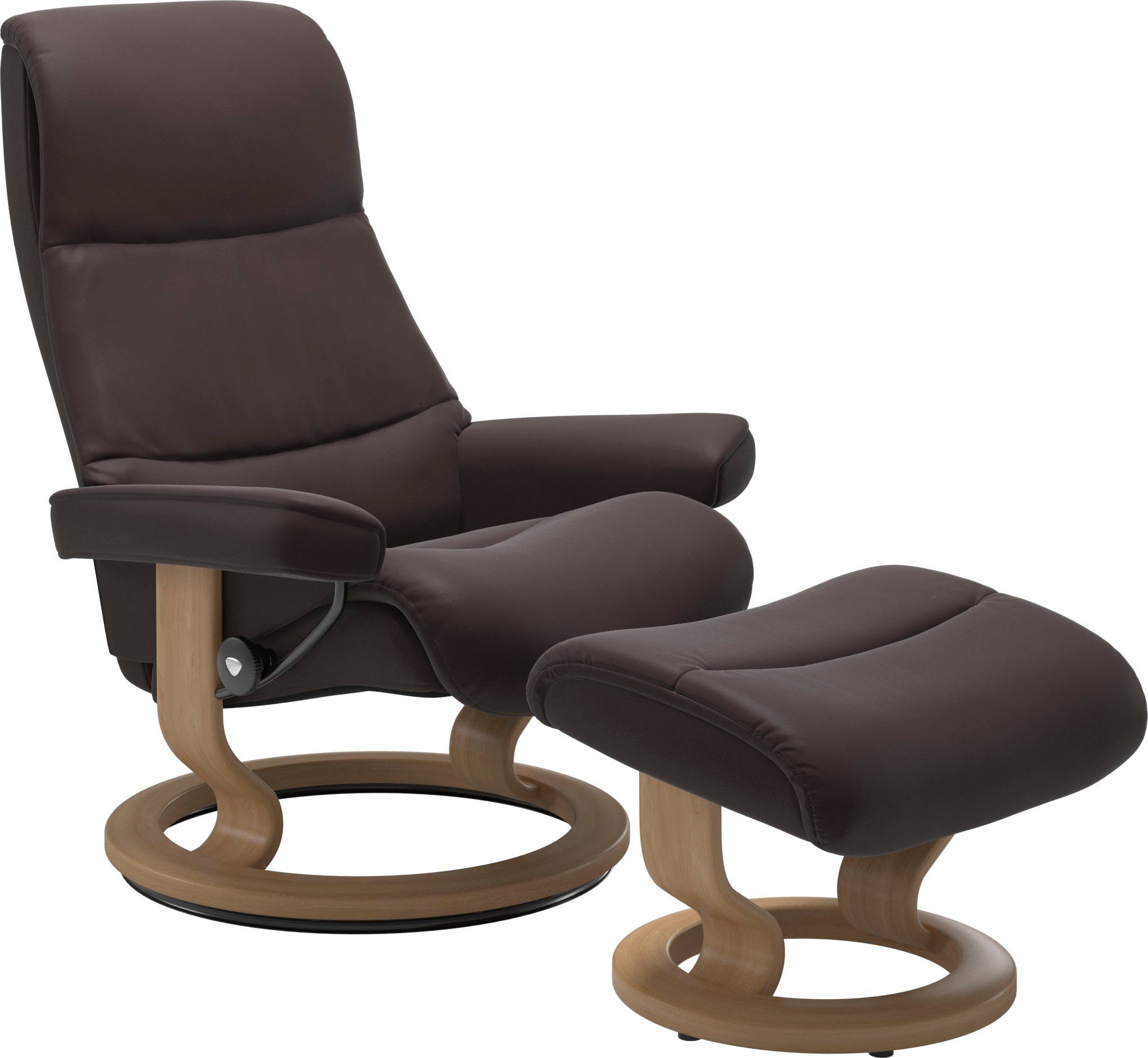 Stressless® Relaxsessel View (Set, Relaxsessel mit Hocker), mit Classic Base, Größe M,Gestell Eiche