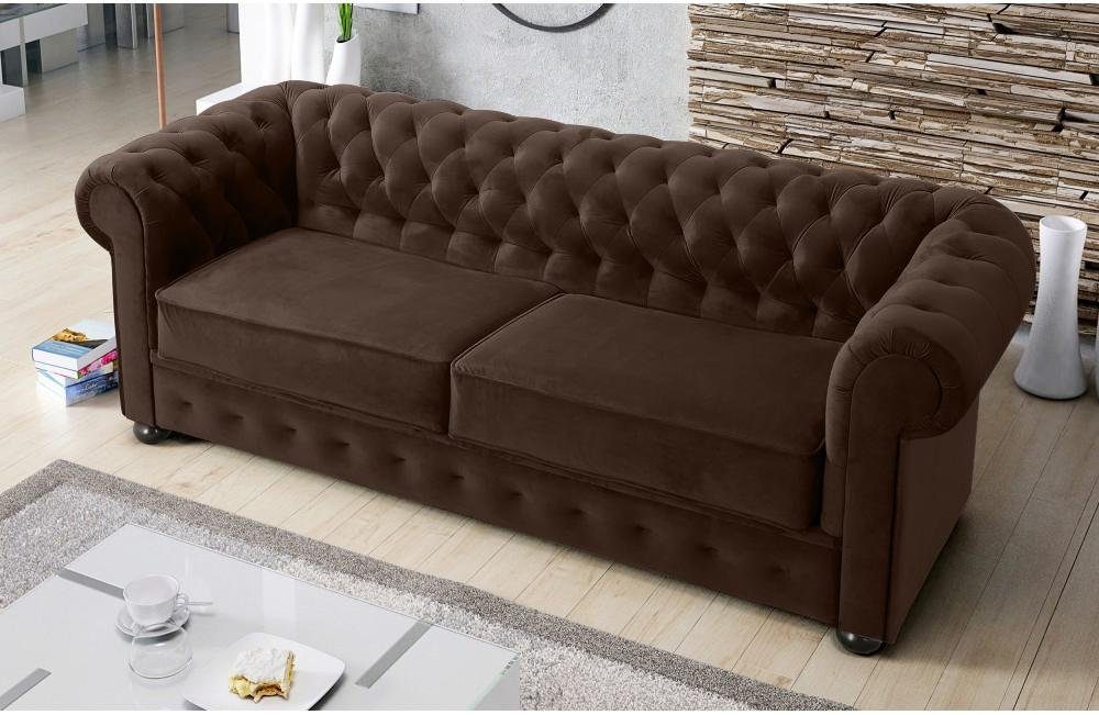 JVmoebel Sofa Grünes Textil Europe Sofa Chesterfield Großes in Braun Neu, Made 3 luxus Sitzer Couch Sifa