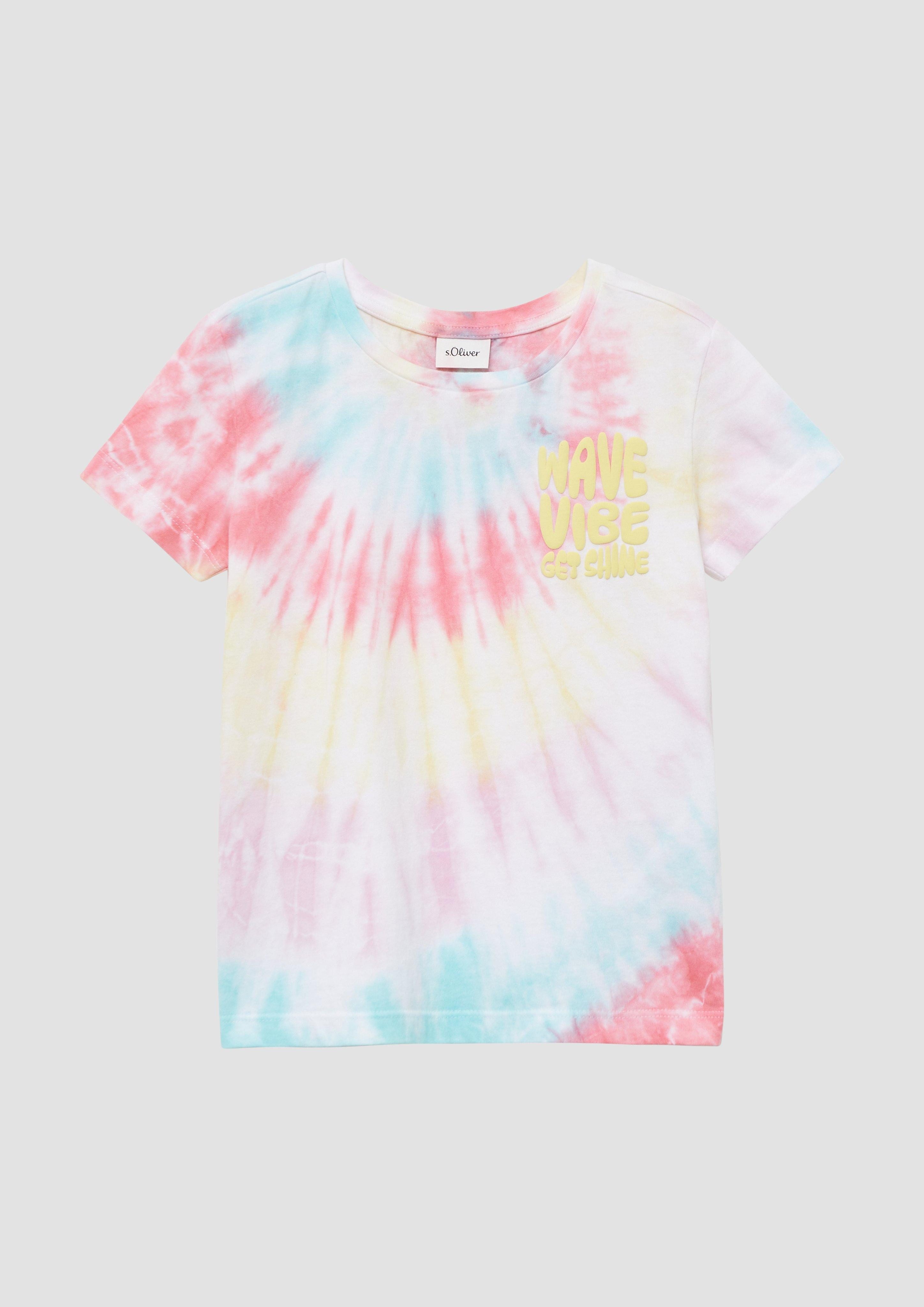 s.Oliver Kurzarmshirt T-Shirt im Loose Fit mit Batikmuster Artwork