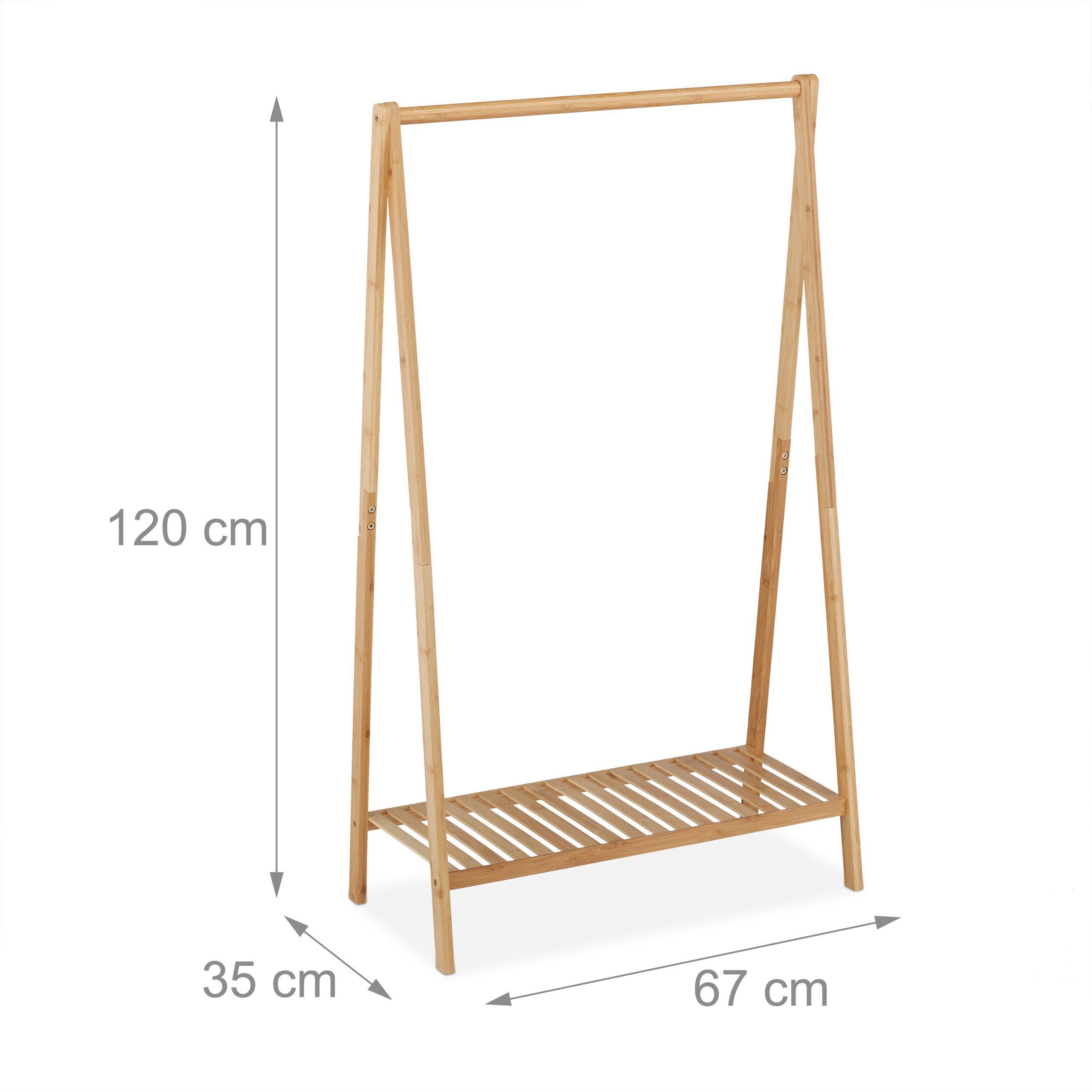 relaxdays Kleiderstange Kleiderständer Bambus 67 cm (1 St) – Bild 4 von 5