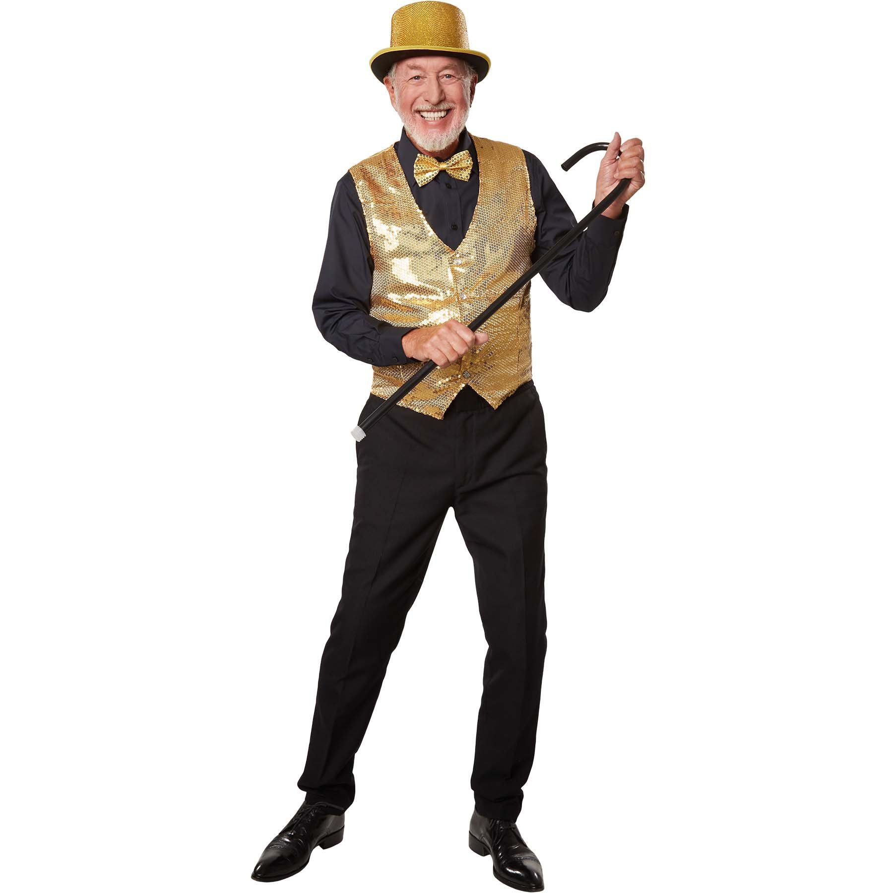 dressforfun Kostüm Faschingskleidung/Maskeradenverkleidung, Hutgröße 59/Höhe 12,5 cm, in der Farbe gold, Glitzernde Oberfläche und nach oben gewölbte Krempe
