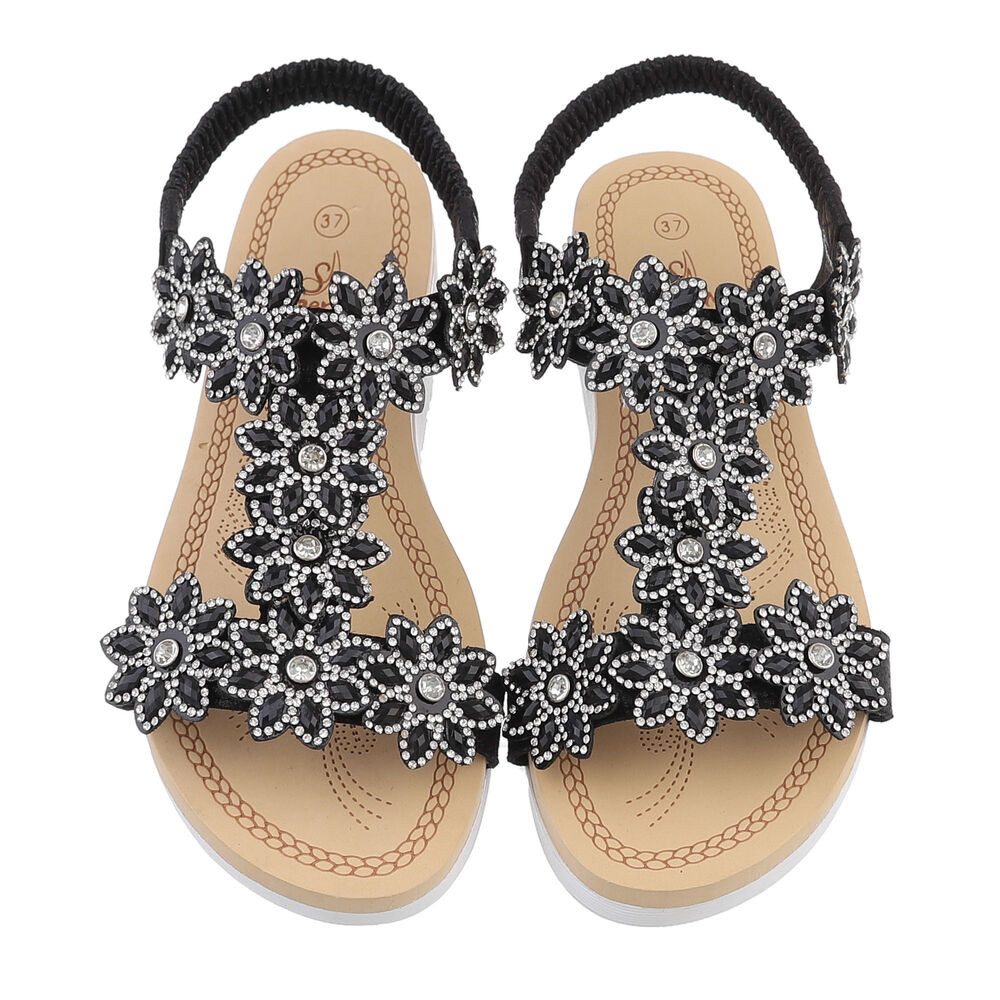 Ital-Design Damen Freizeit Riemchensandalette (85960344) Keilabsatz/Wedge Keilsandaletten in Schwarz